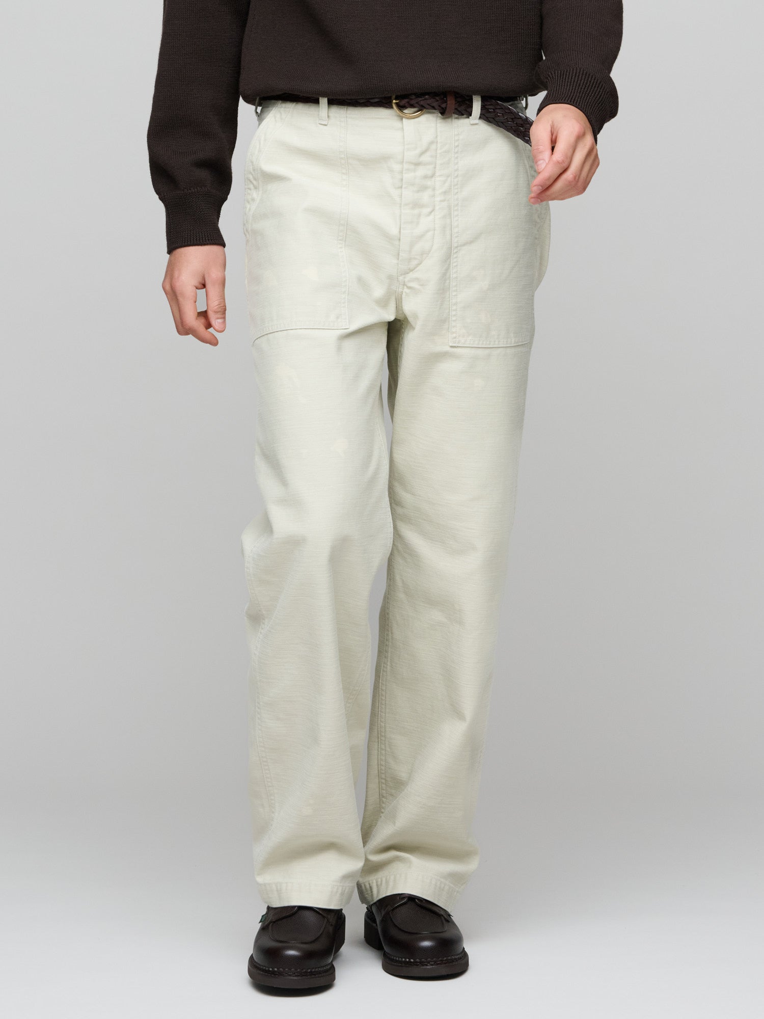 Washed Baggy Satin Bleached Baker Pants, Dusty Ivory – Goods