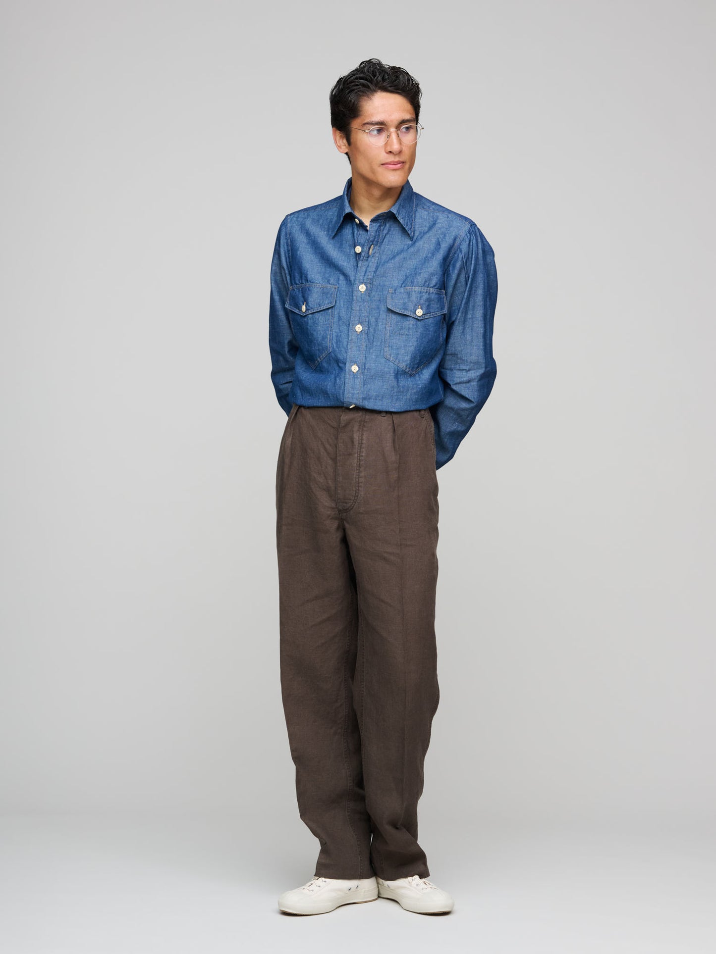 Officer's Chino, Stone Washed Brown Linen