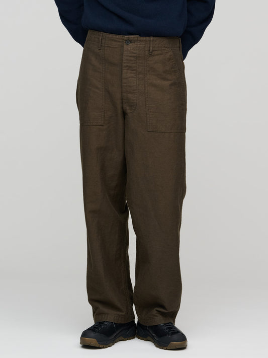 Relax Fit Cotton Linen Moleskin Fatigue Pants, Coffee Brown