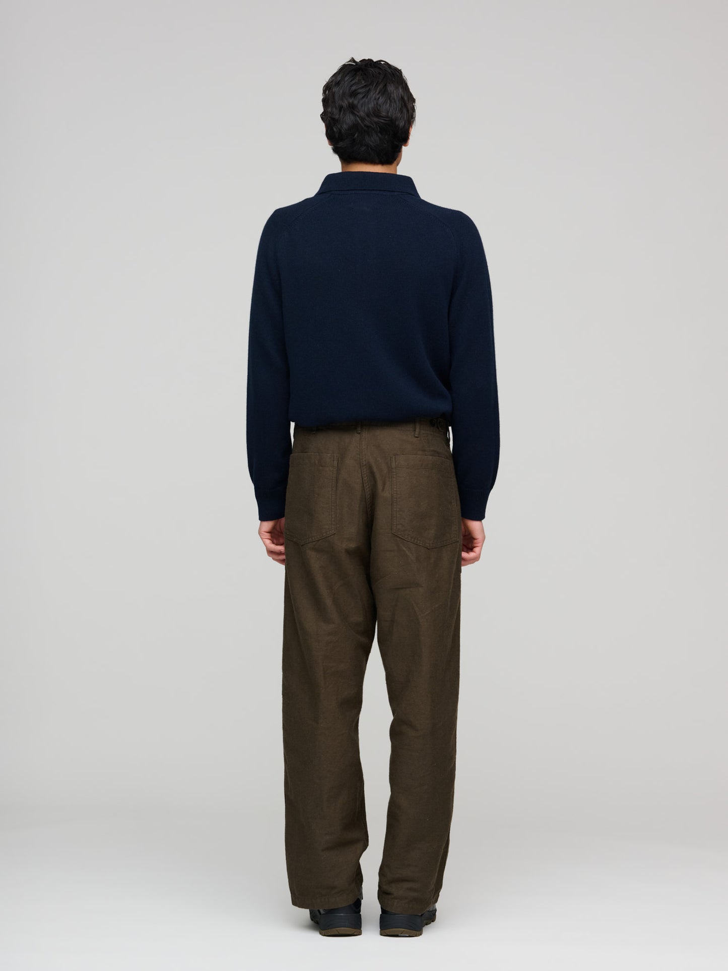 Relax Fit Cotton Linen Moleskin Fatigue Pants, Coffee Brown