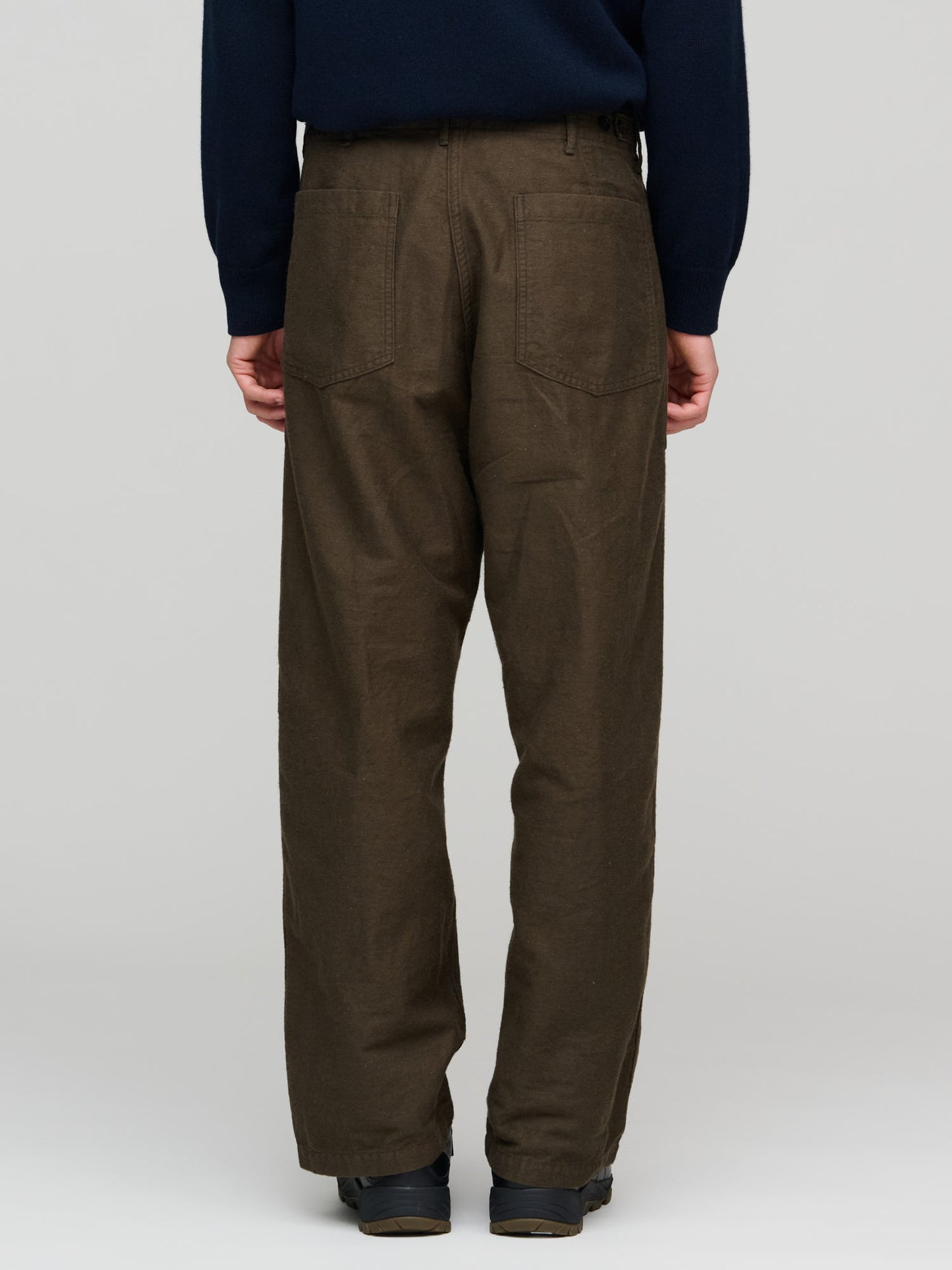 Relax Fit Cotton Linen Moleskin Fatigue Pants, Coffee Brown