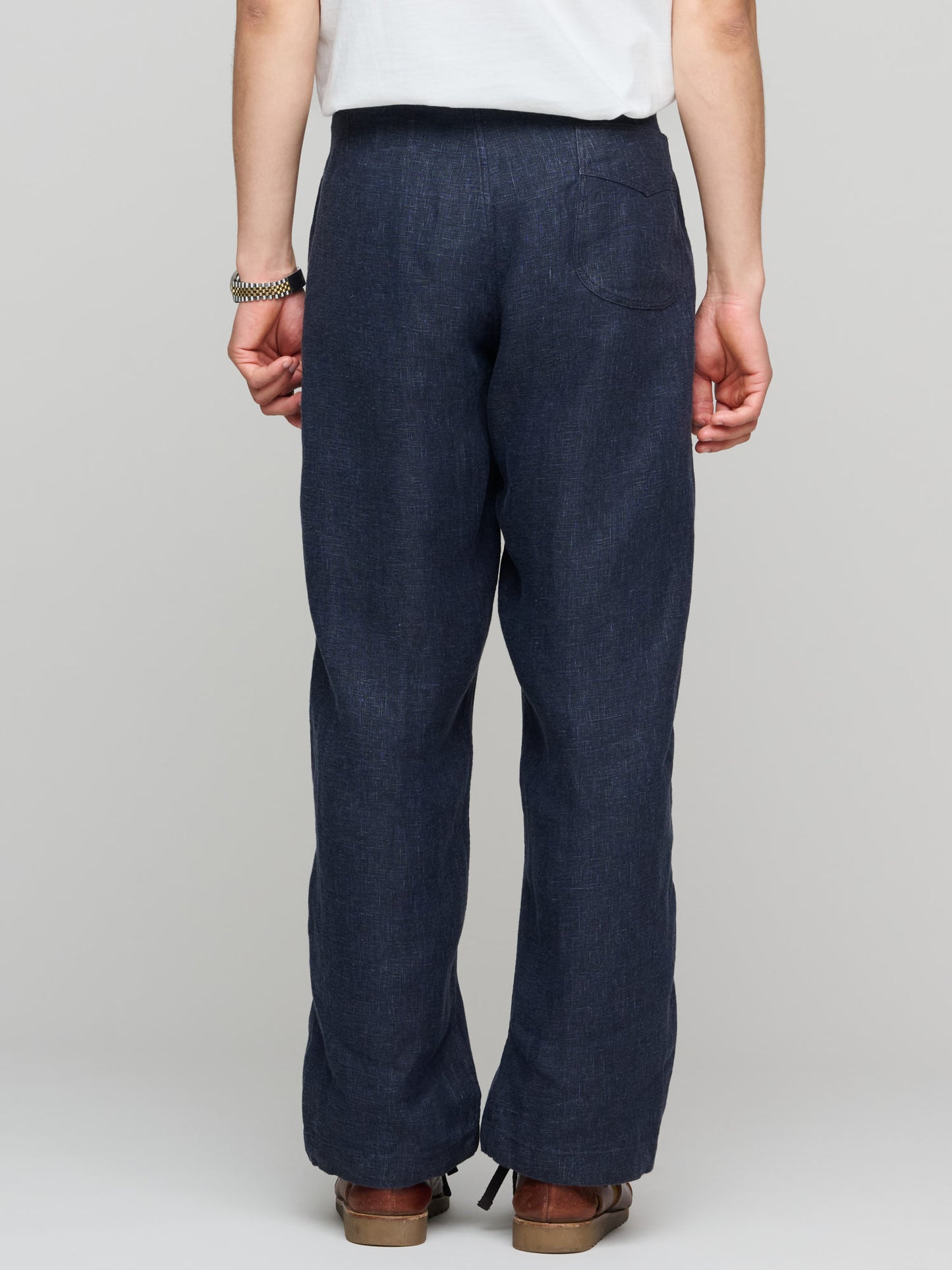 Pat-A-Cake Pants, Navy Sack Weave Linen