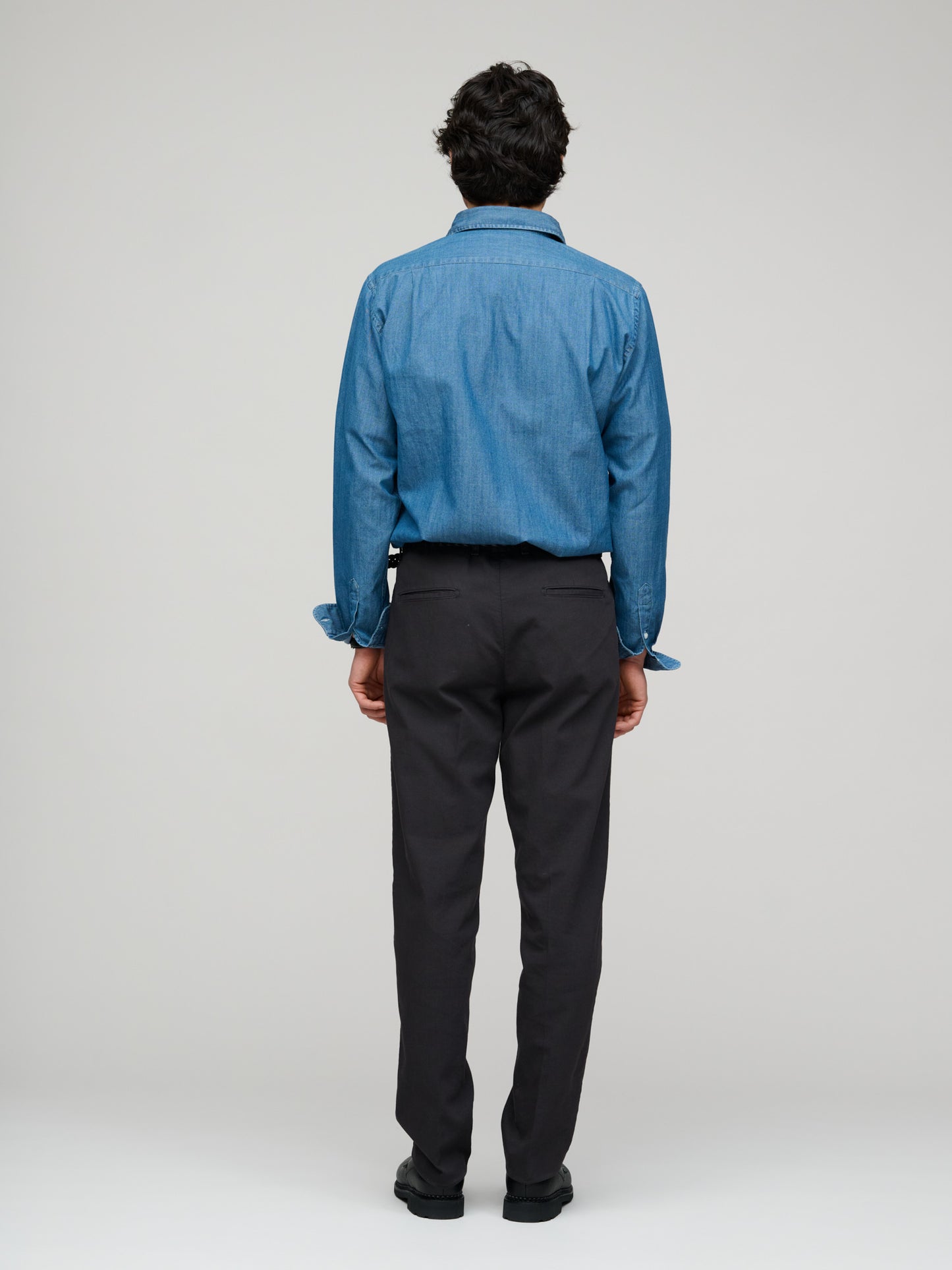 Woven Piqué Cotton Trouser, Ebony