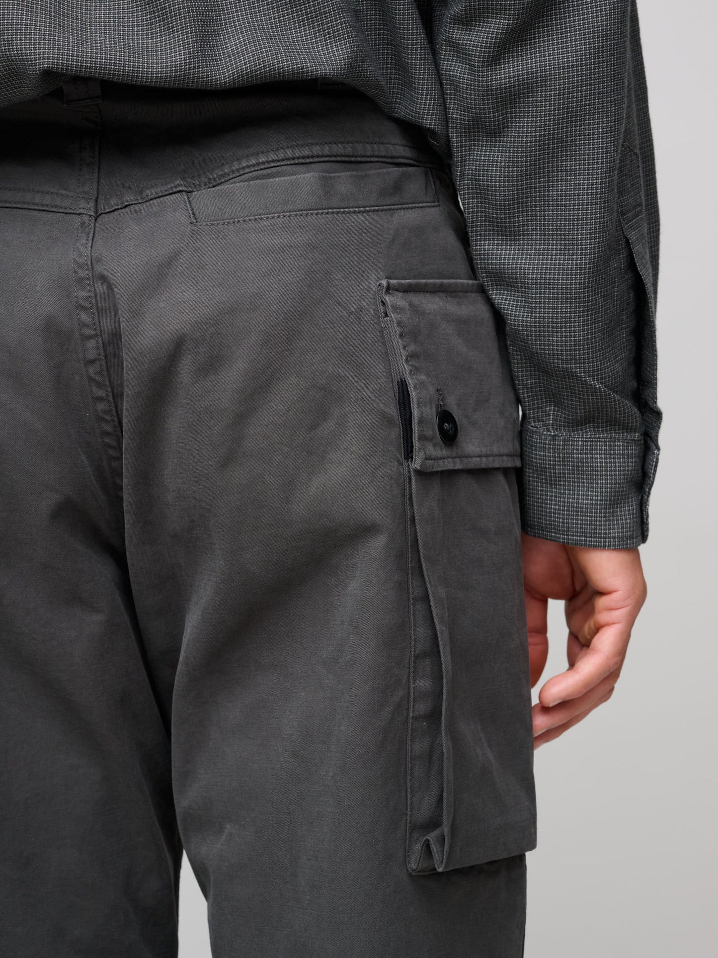 Cargo Pocket Trousers Plain Cotton Drill, Ebony