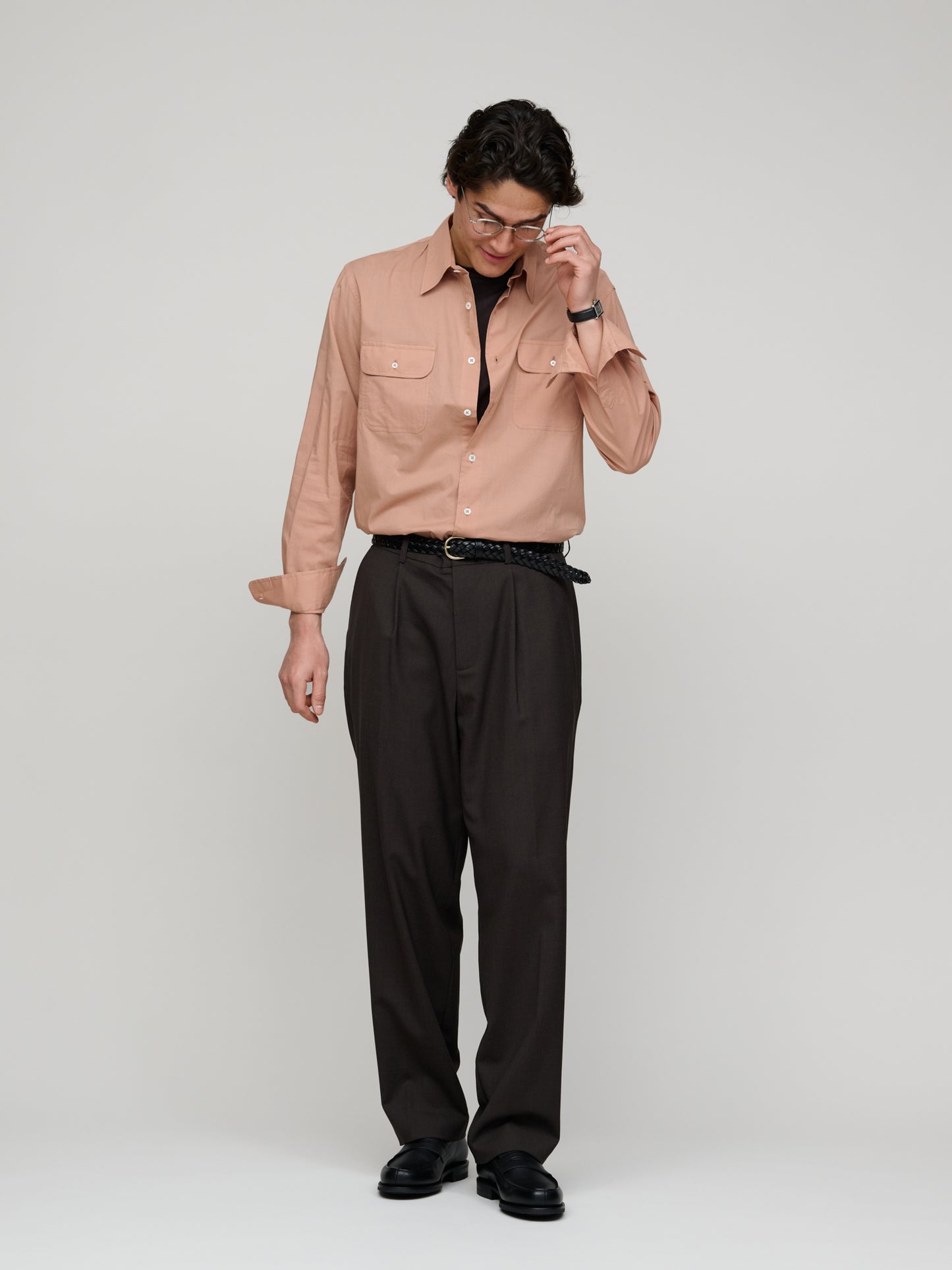 One Pleat Trouser Wool, Dark Brown