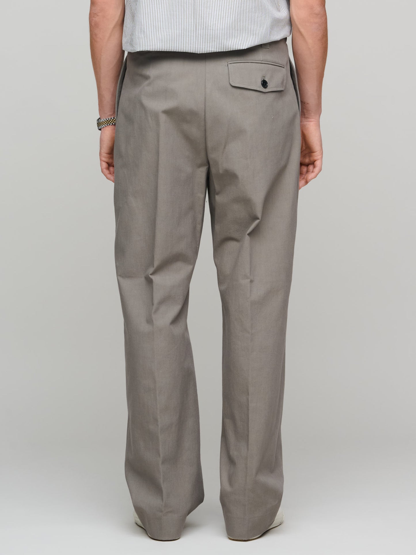 Wide Belt Loop Trousers Dense Cotton Drill, Pebble