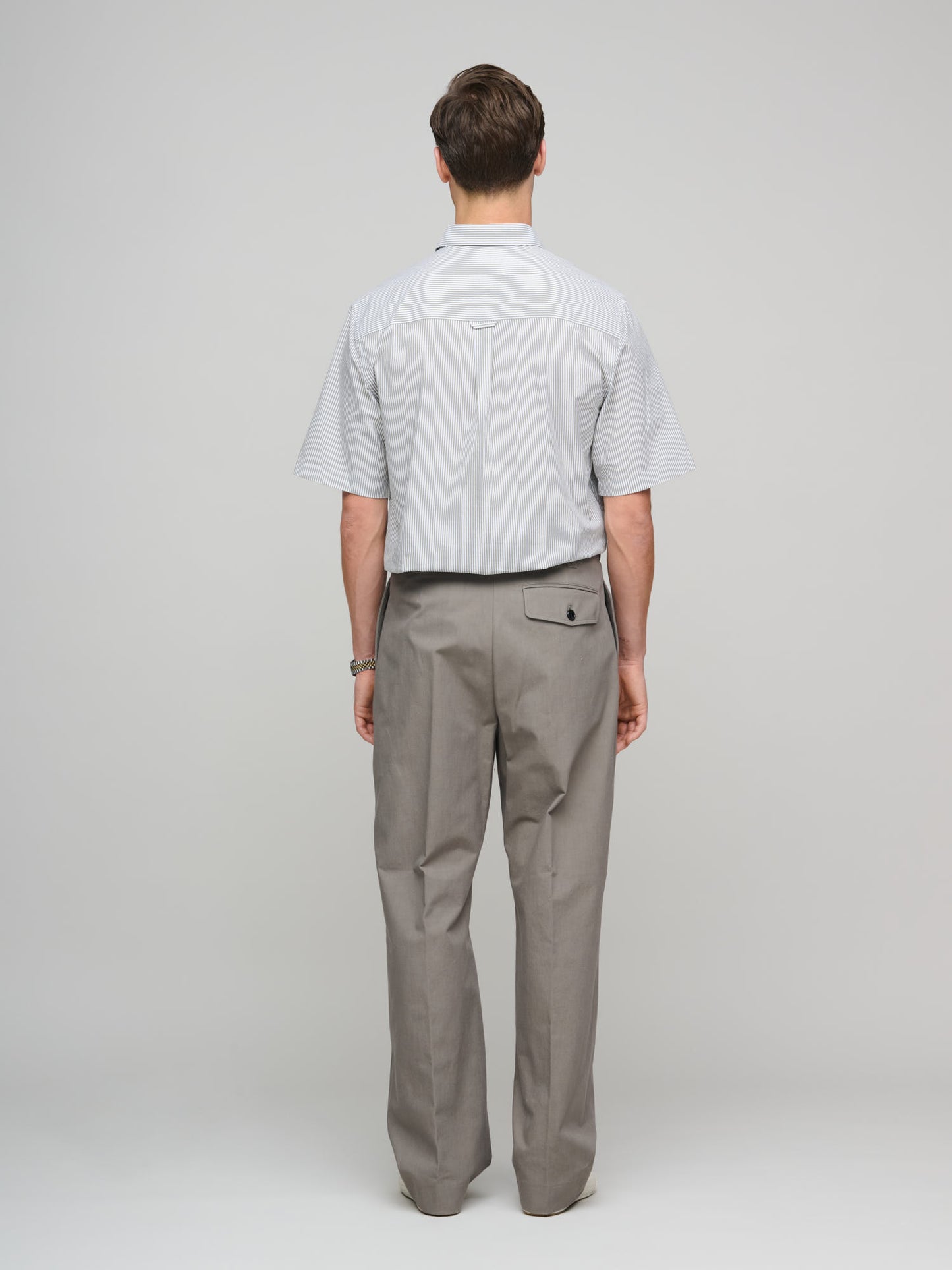 Wide Belt Loop Trousers Dense Cotton Drill, Pebble