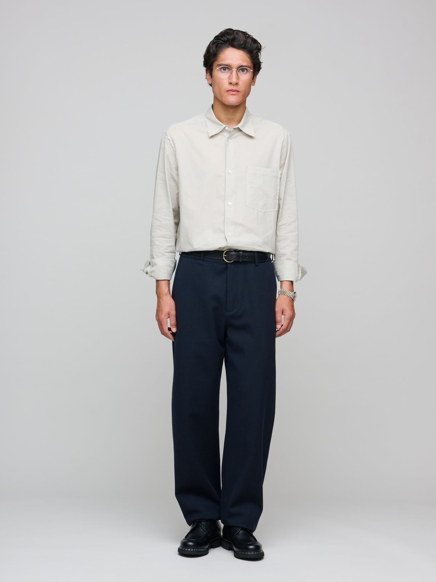 Balloon Wool Trouser, Navy