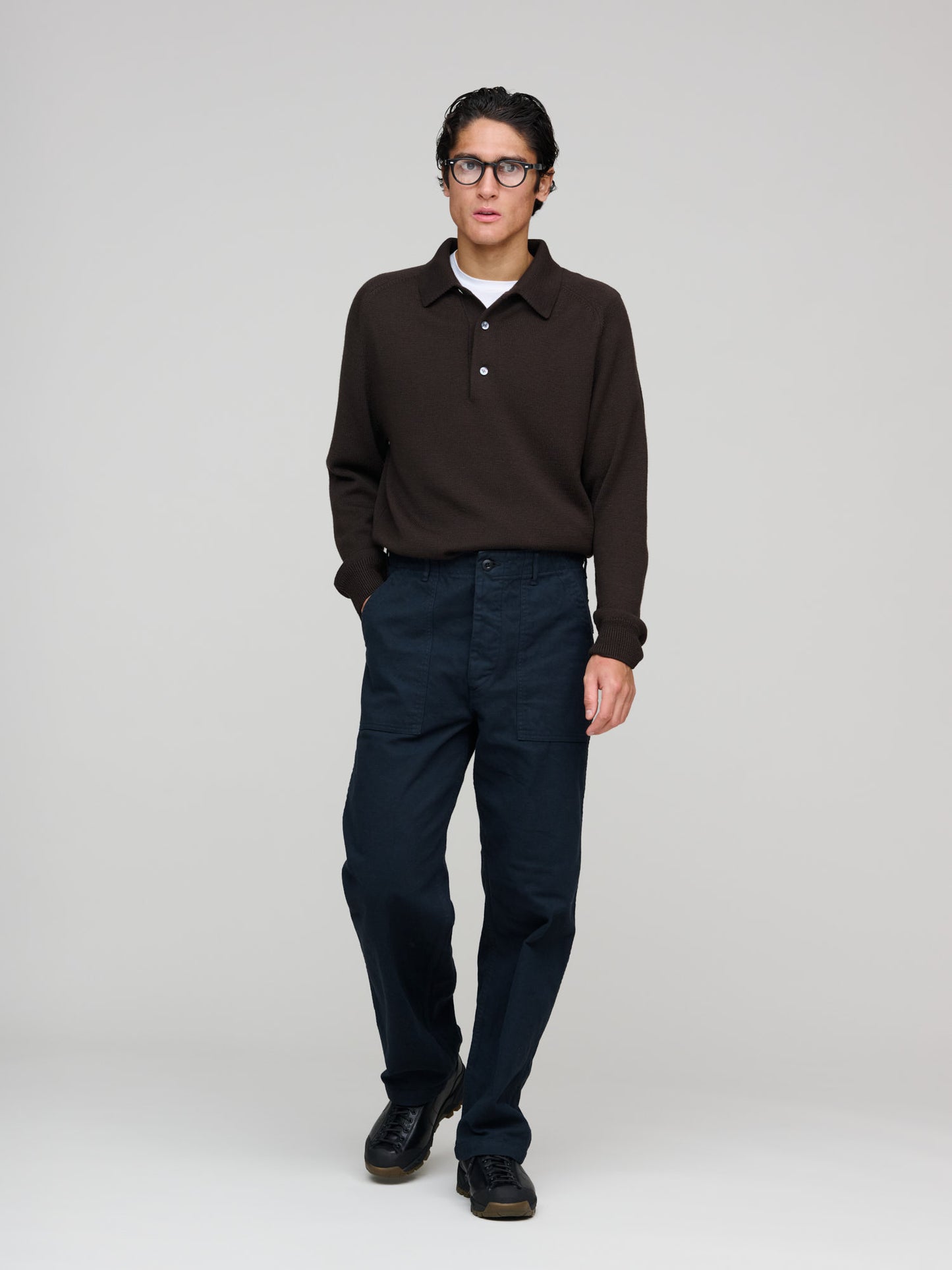 Brushed Flannel US Army Fatique Pants, Navy