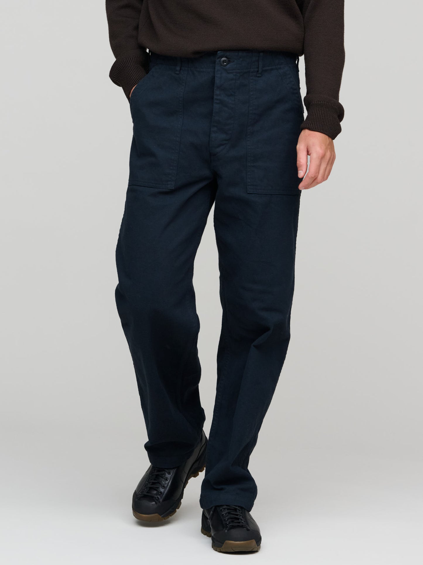 Brushed Flannel US Army Fatique Pants, Navy
