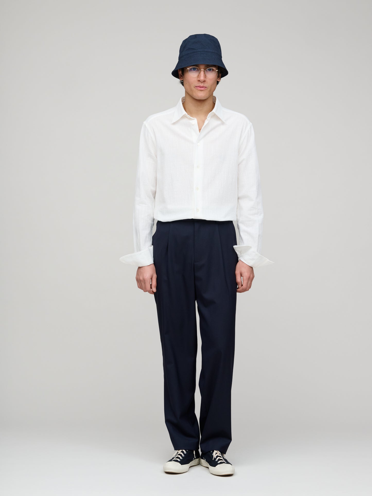 One Pleat Trouser Wool, Blue