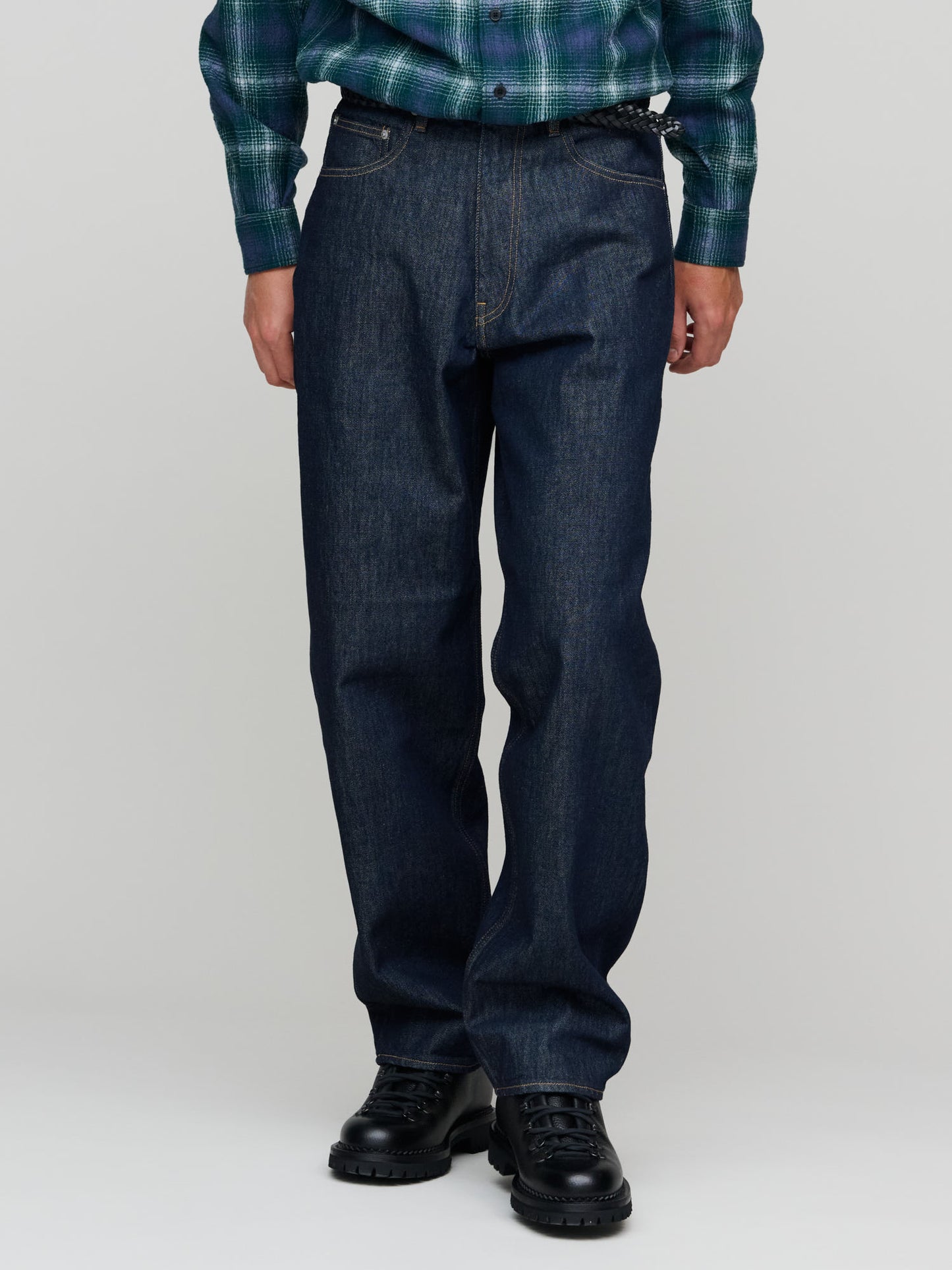 Hard Twist Denim Wide Pants, Indigo