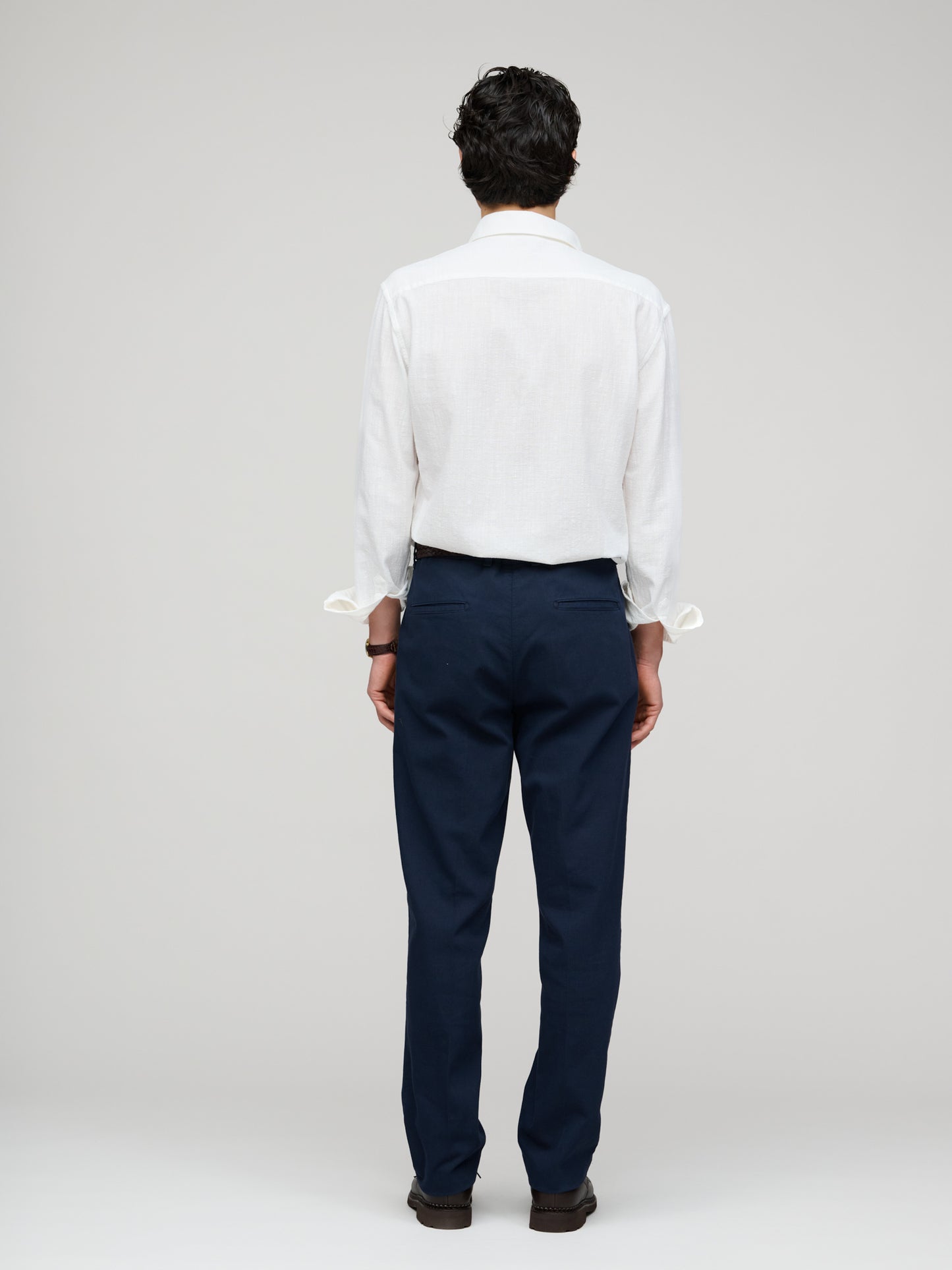 Woven Piqué Cotton Trouser, Navy