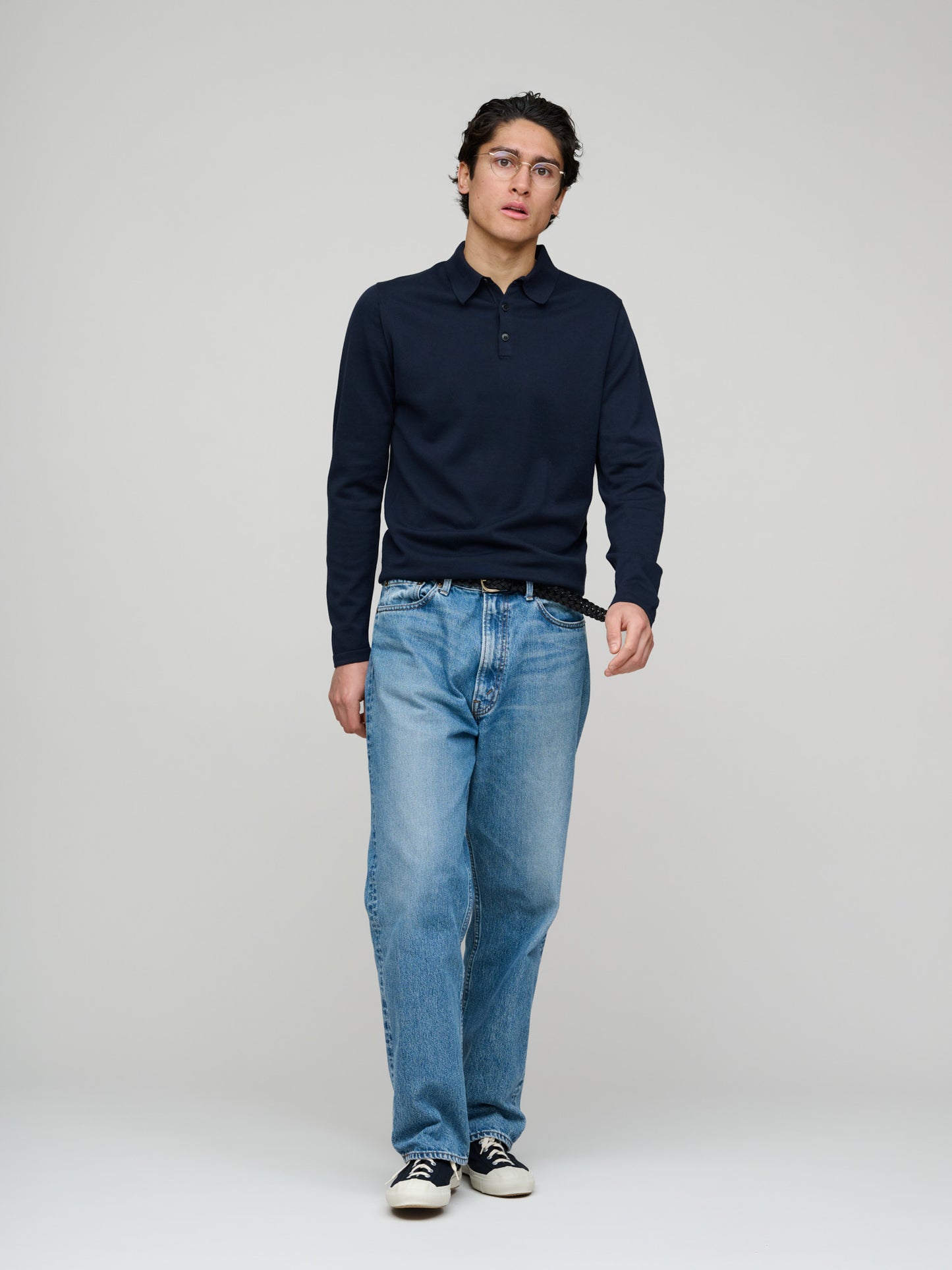 LS Sea Island Polo Shirt, Light Navy