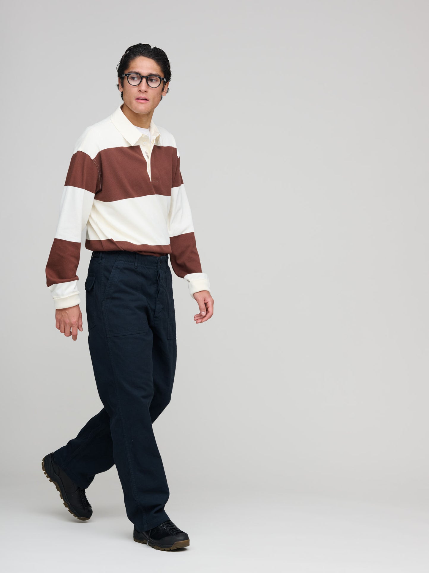 Block Stripe Heavy Rugger, Mahogany Brown