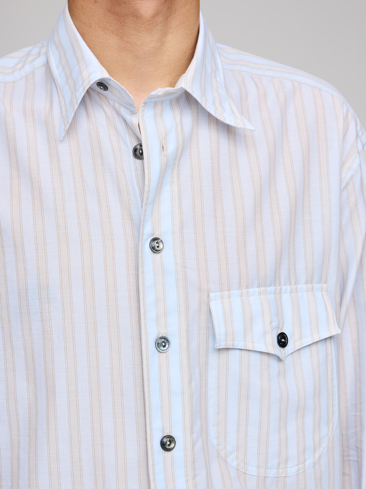 Come Up To The Studio Shirt, Beige Stripe Parachute Voile