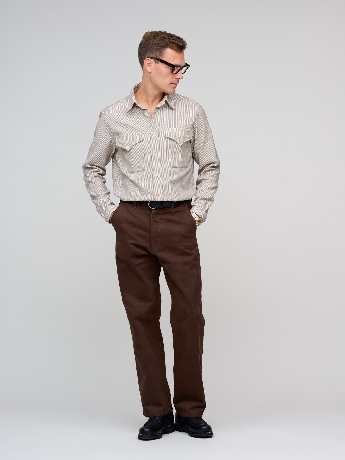 American Western Shirt, Brown Stripe