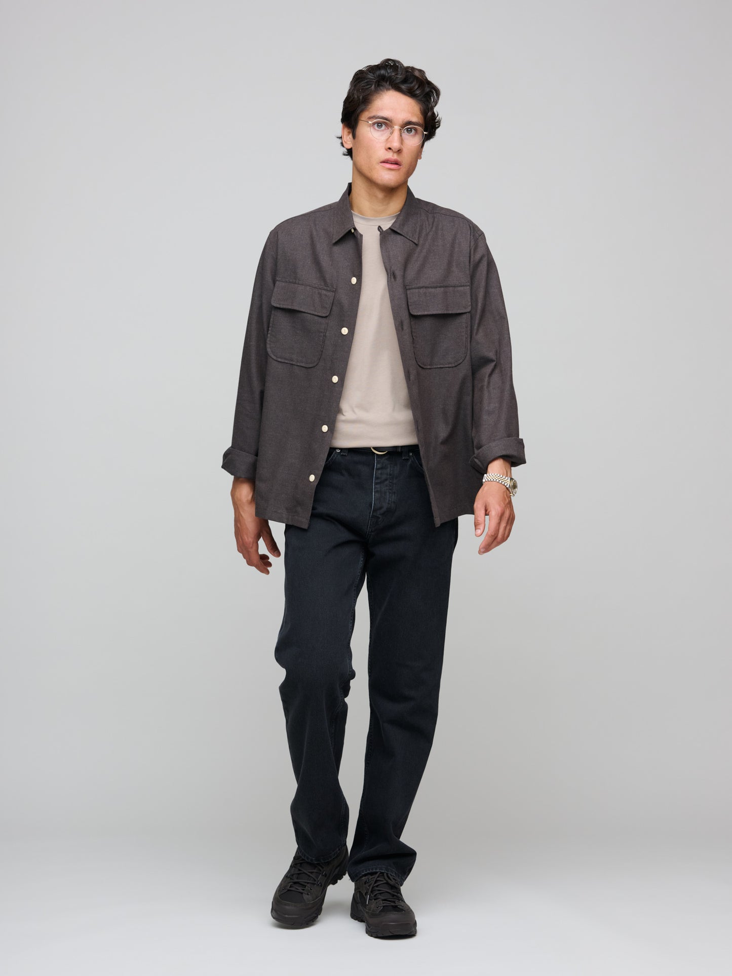 Drake's for GOODS LS Camp Collar Flannel Shirt, Chocolate