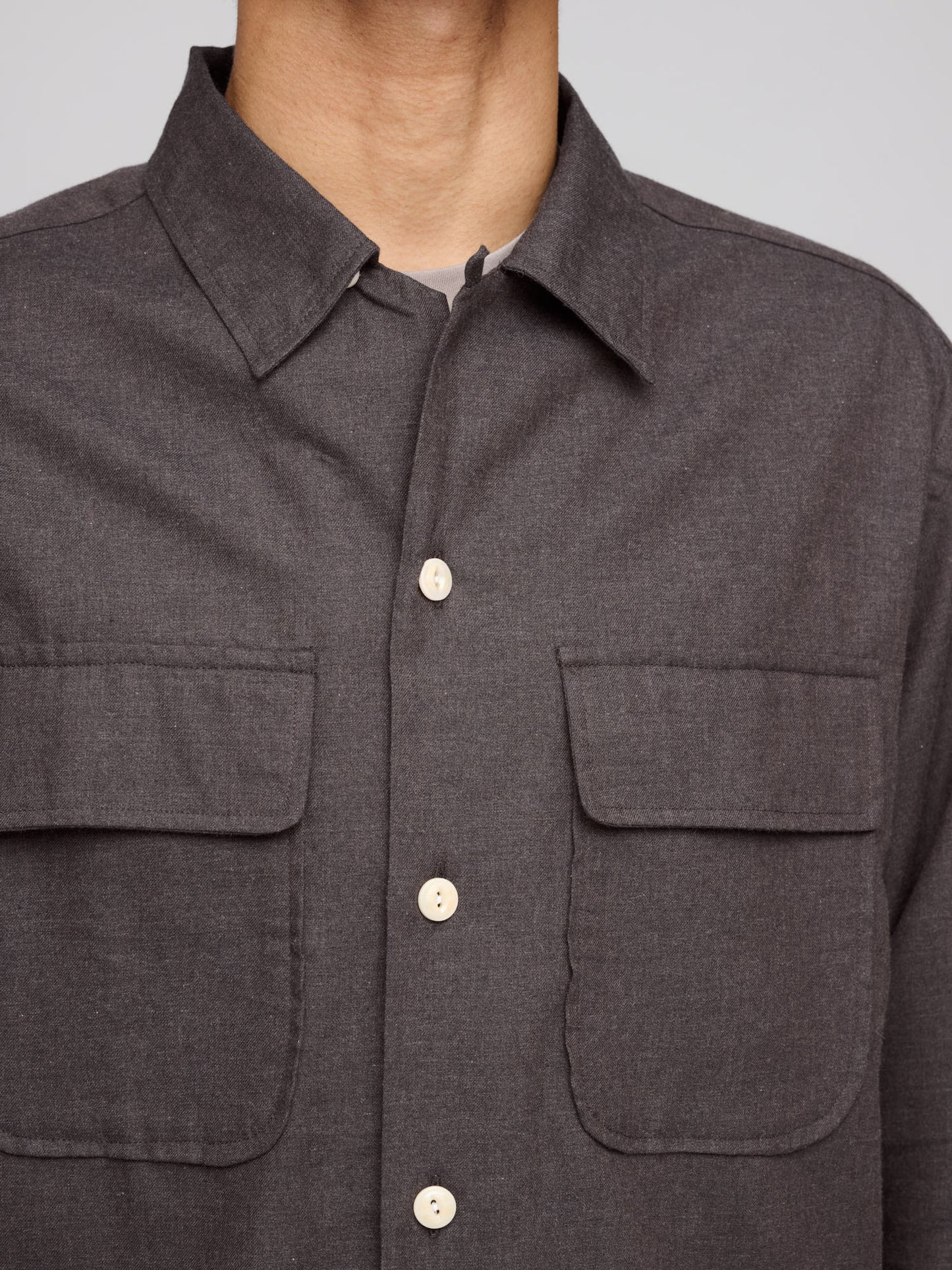 Drake's for GOODS LS Camp Collar Flannel Shirt, Chocolate