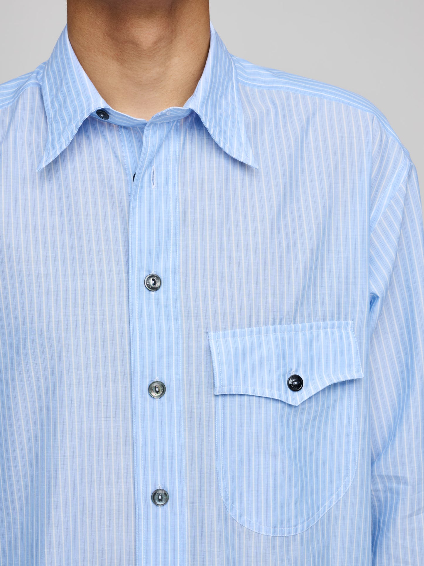 Come Up To The Studio Shirt, White Stripe Parachute Voile