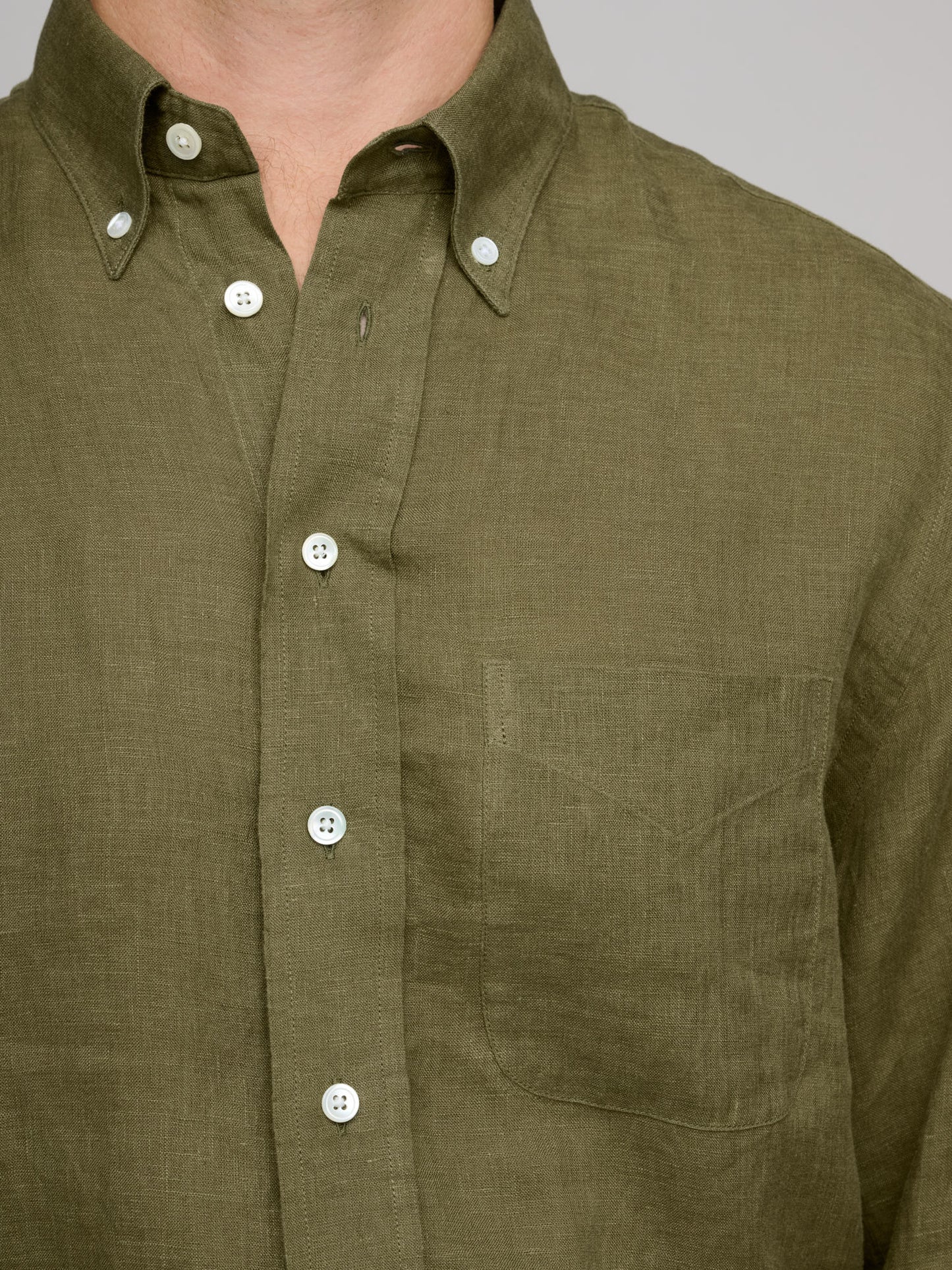 American BD Linen Shirt, Olive