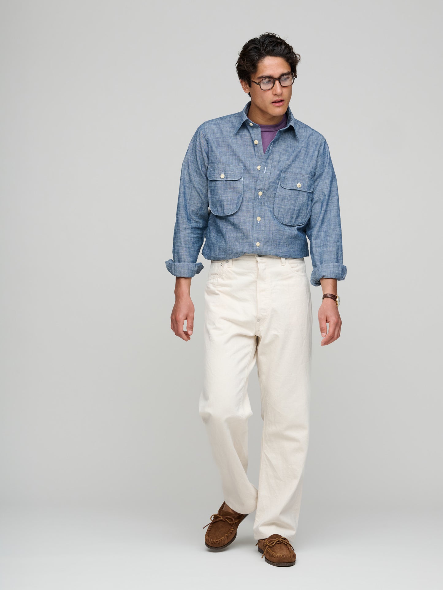 Drake's for GOODS, Deep Pocket Work Shirt, Chambray