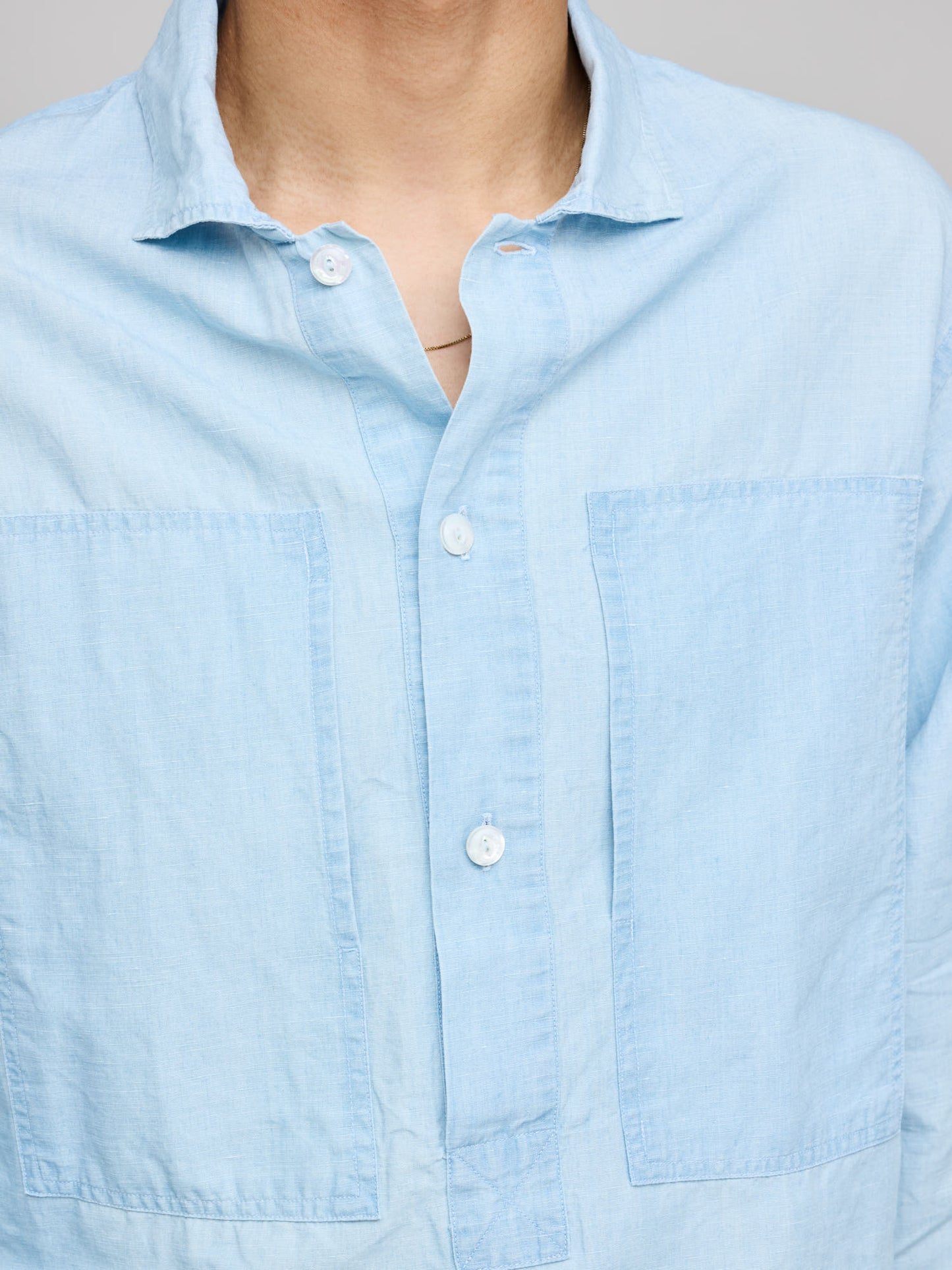 Drake's for GOODS Cotton Linen Map Pocket Popover, Chambray