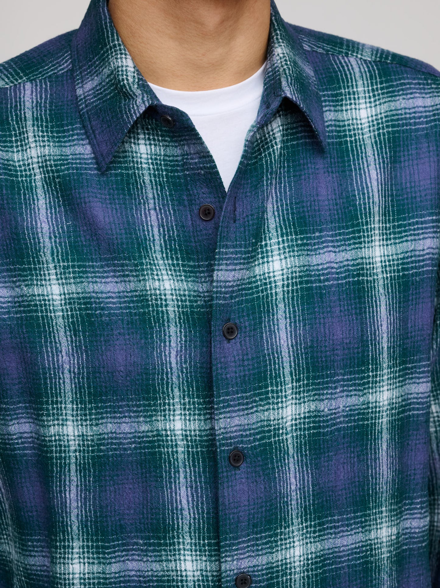 Airy Wool Check Shirt, Forest Green & Navy