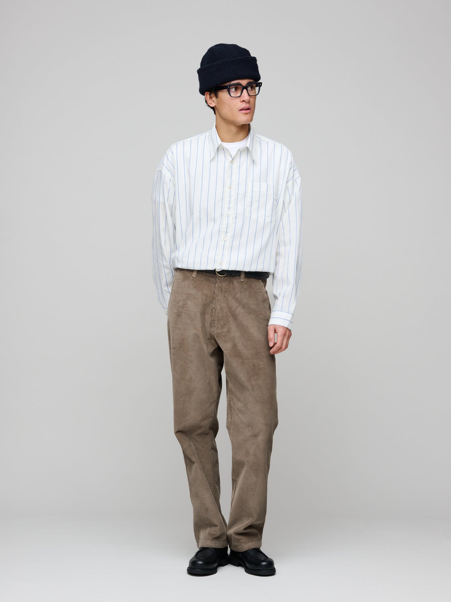 Stable Shirt, Off White & Blue Stripe