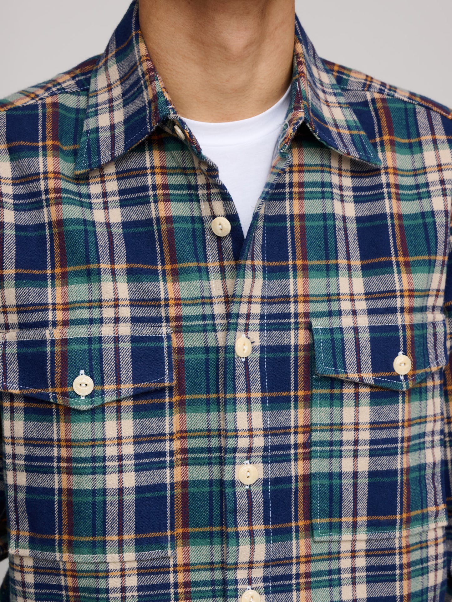 Check Relaxed Block Shirt, Indigo