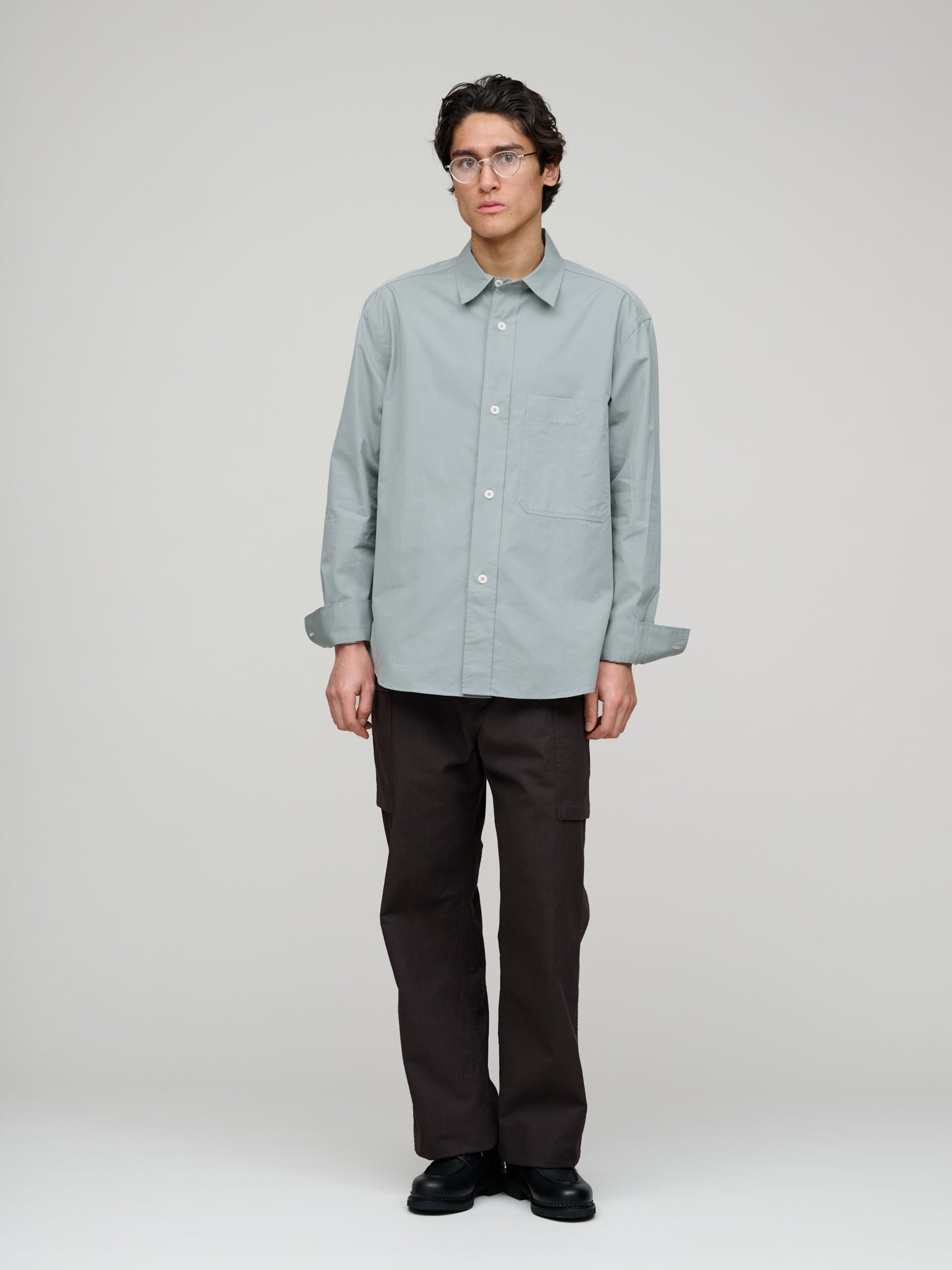 Basic Shirt Compact Cotton Poplin, Fog