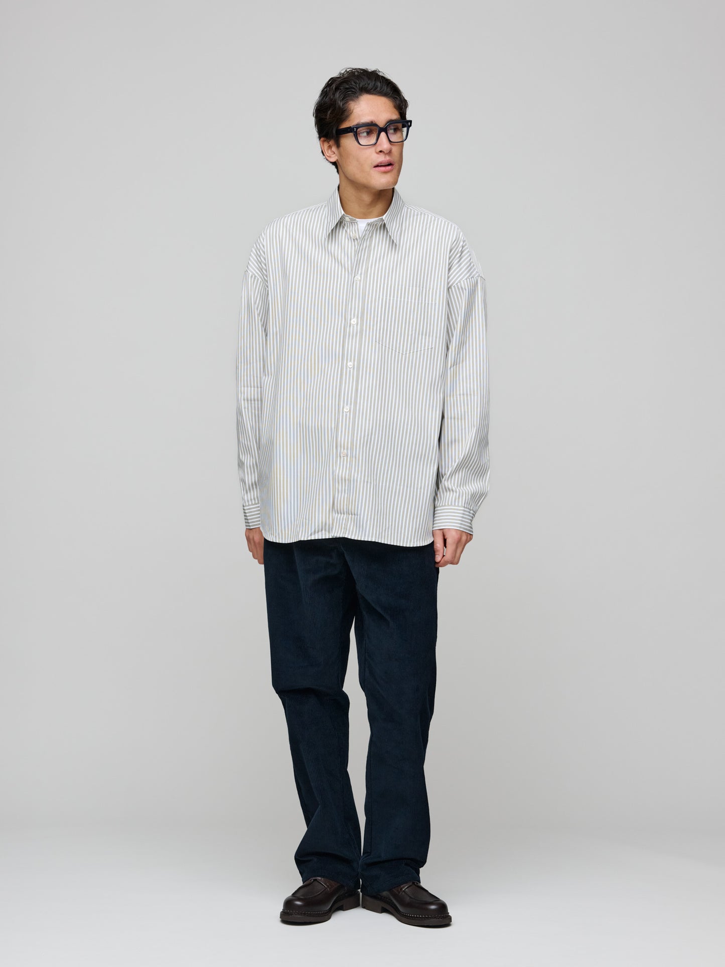 Stable Shirt, Off White & Khaki Stripe