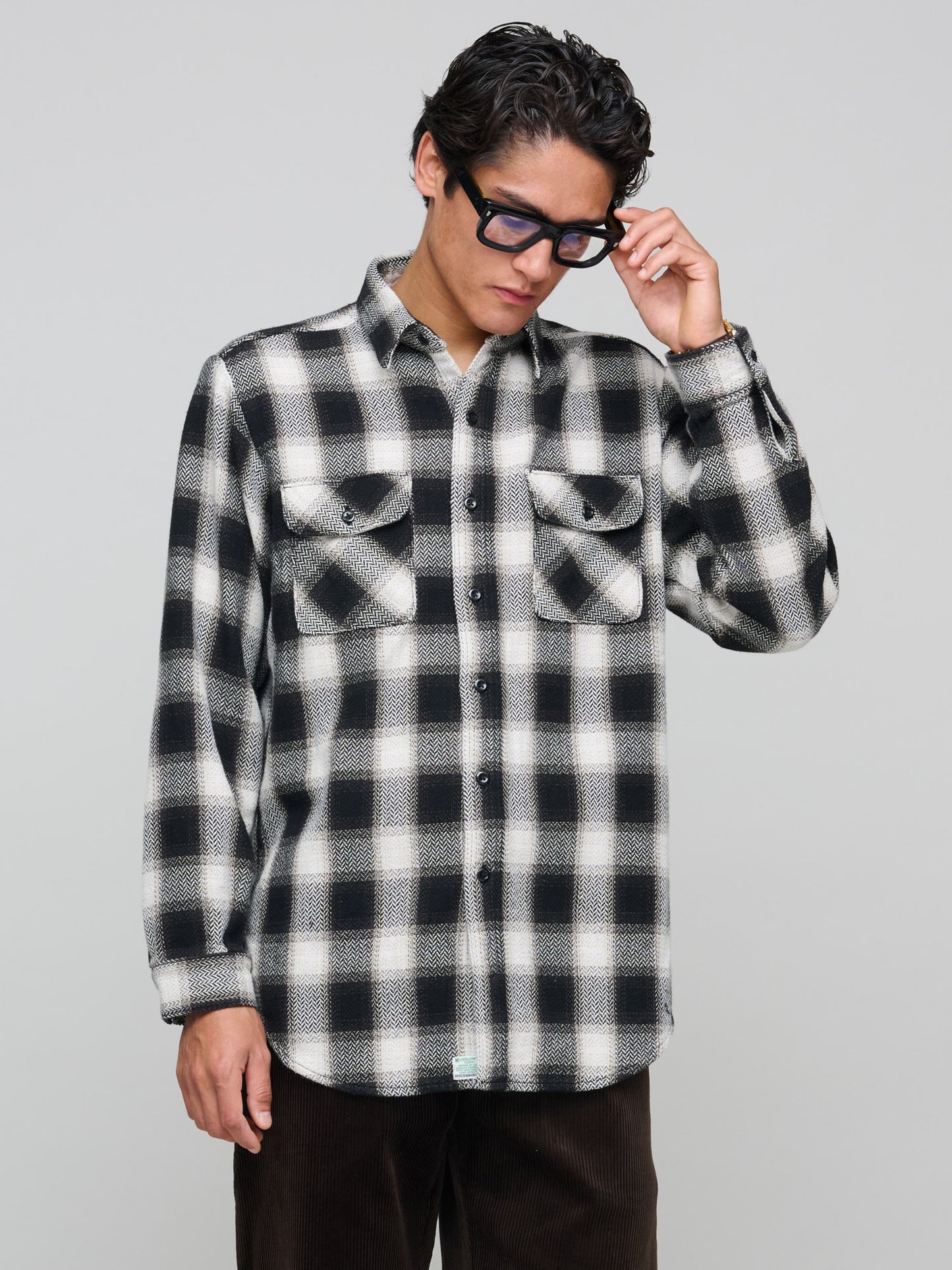 Relax Fit Heavyweight Flannel Shirt; Black