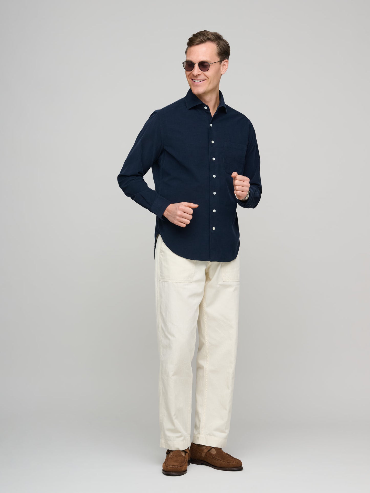 Soft Spread Collar, Dark Navy Corduroy