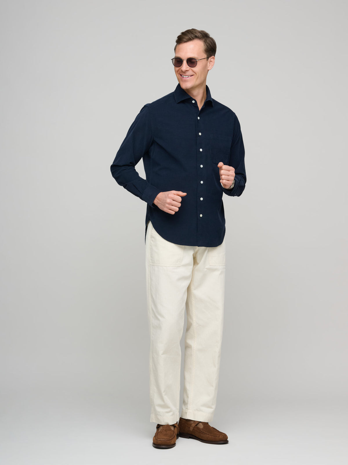 Soft Spread Collar, Dark Navy Corduroy