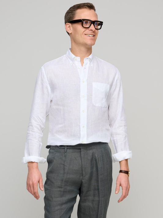 American BD Linen Shirt, White
