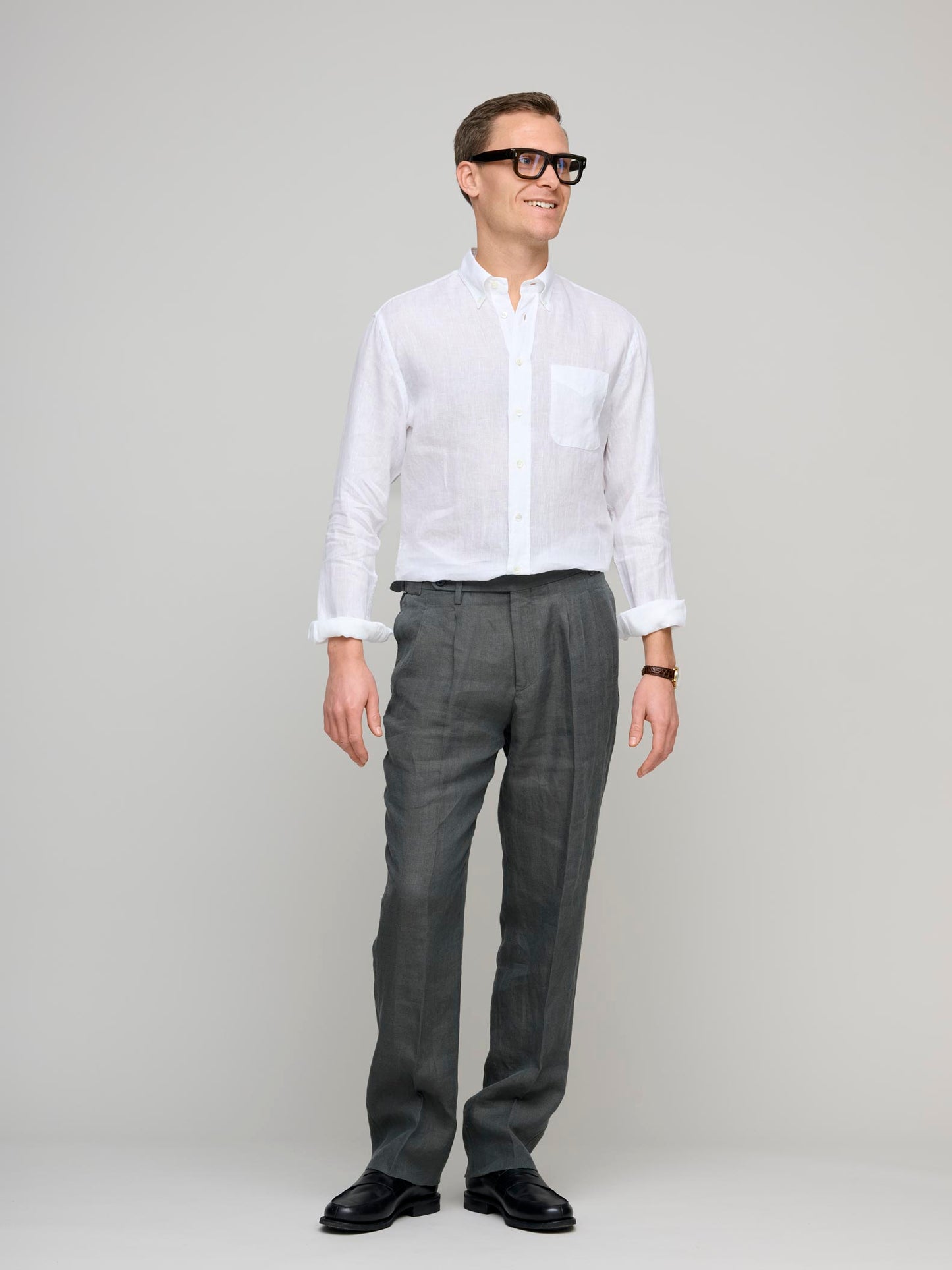 American BD Linen Shirt, White