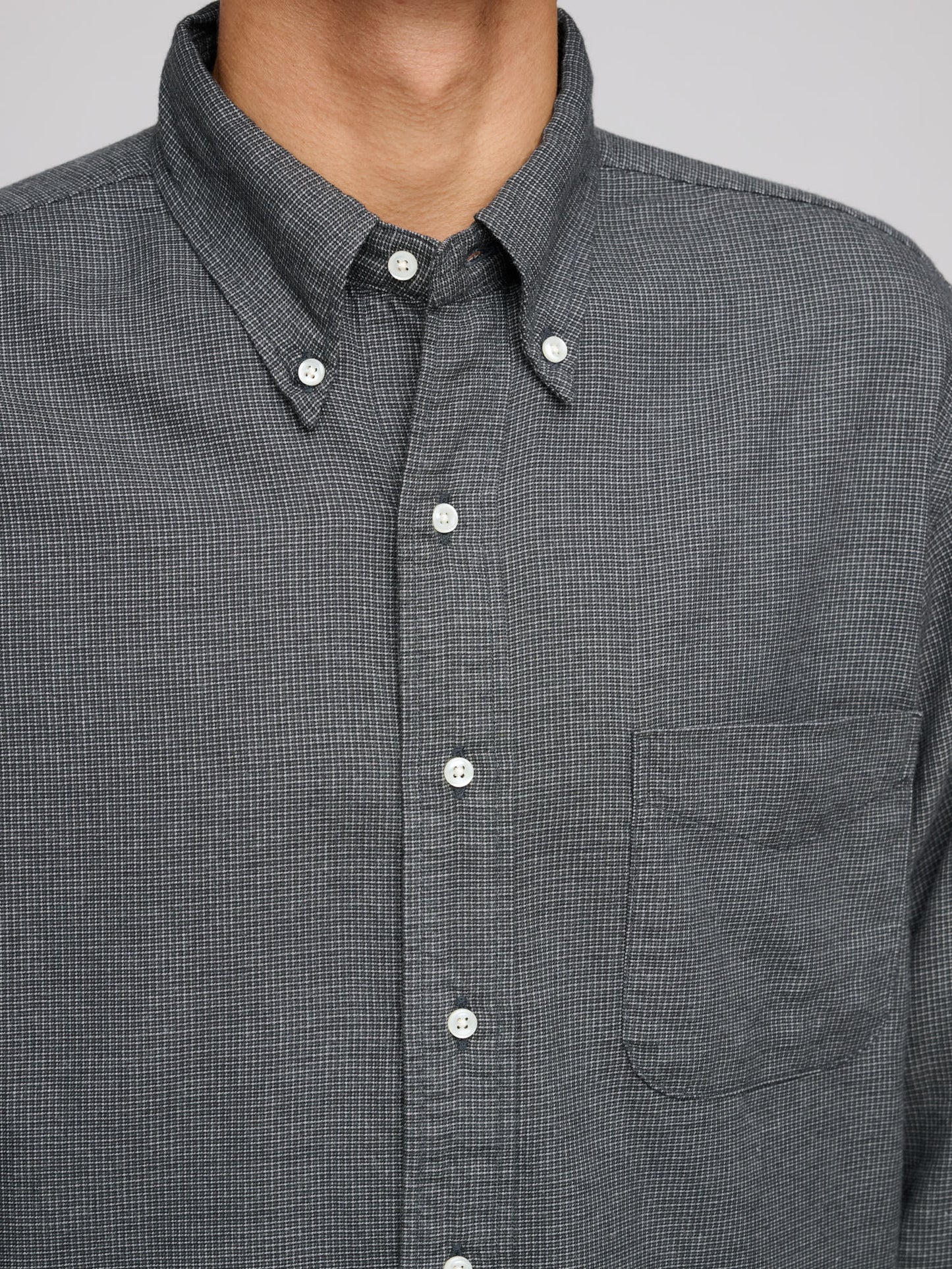 BD Shirt Soft Subtly Brushed Mini Check, Charcoal