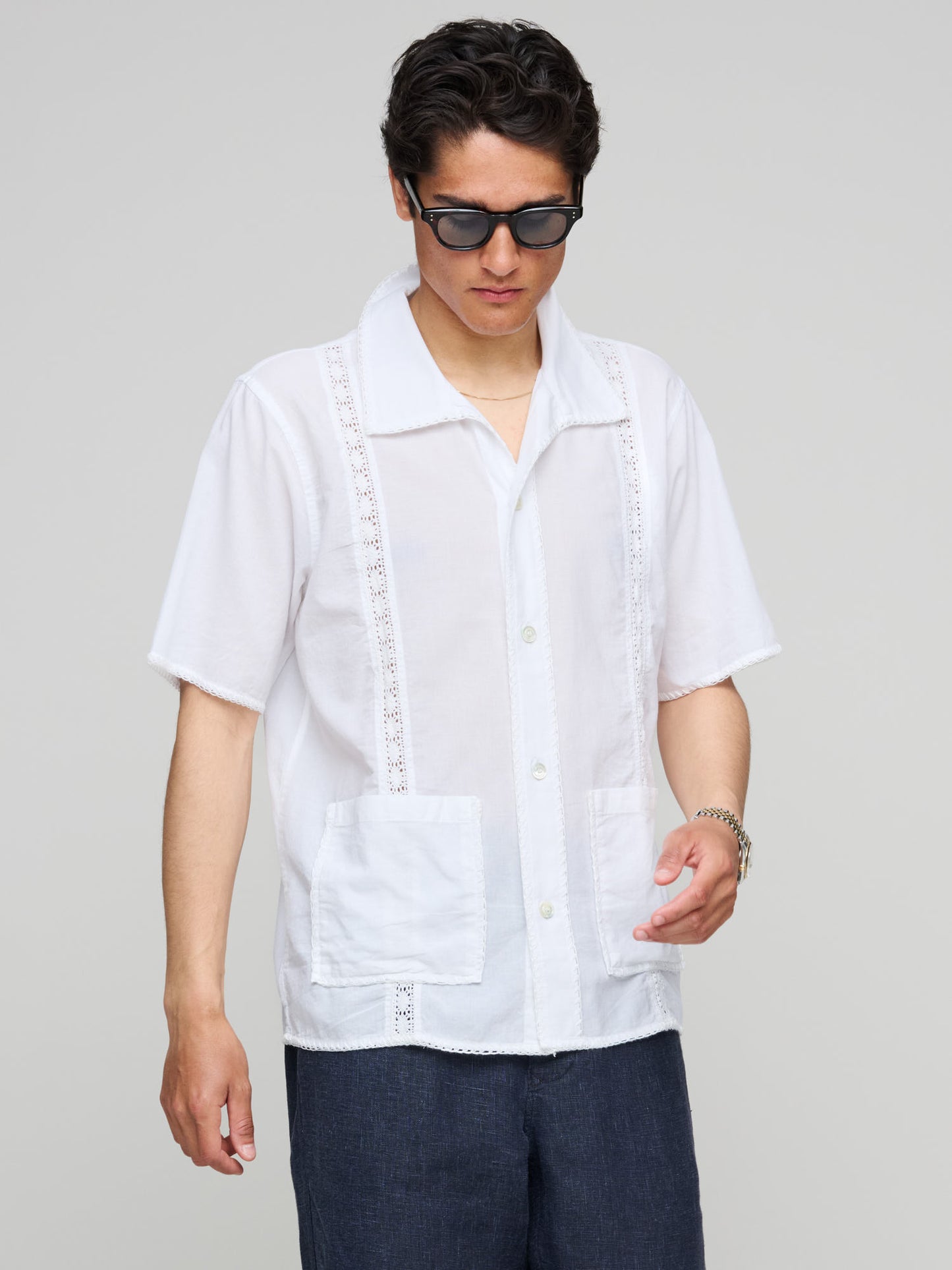 Tamarama Cuban Collar Shirt, Bianco