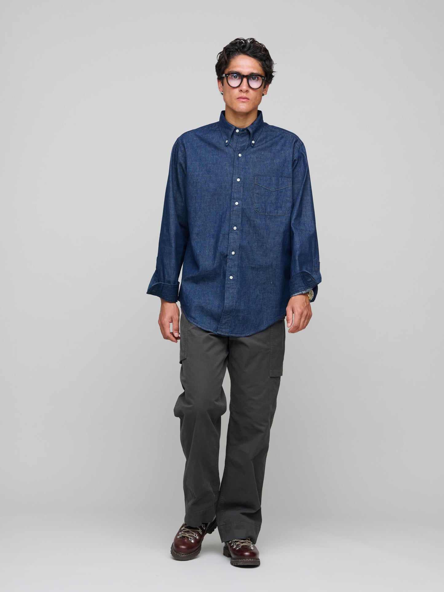 Denim Standard Button Down Shirt, One Wash