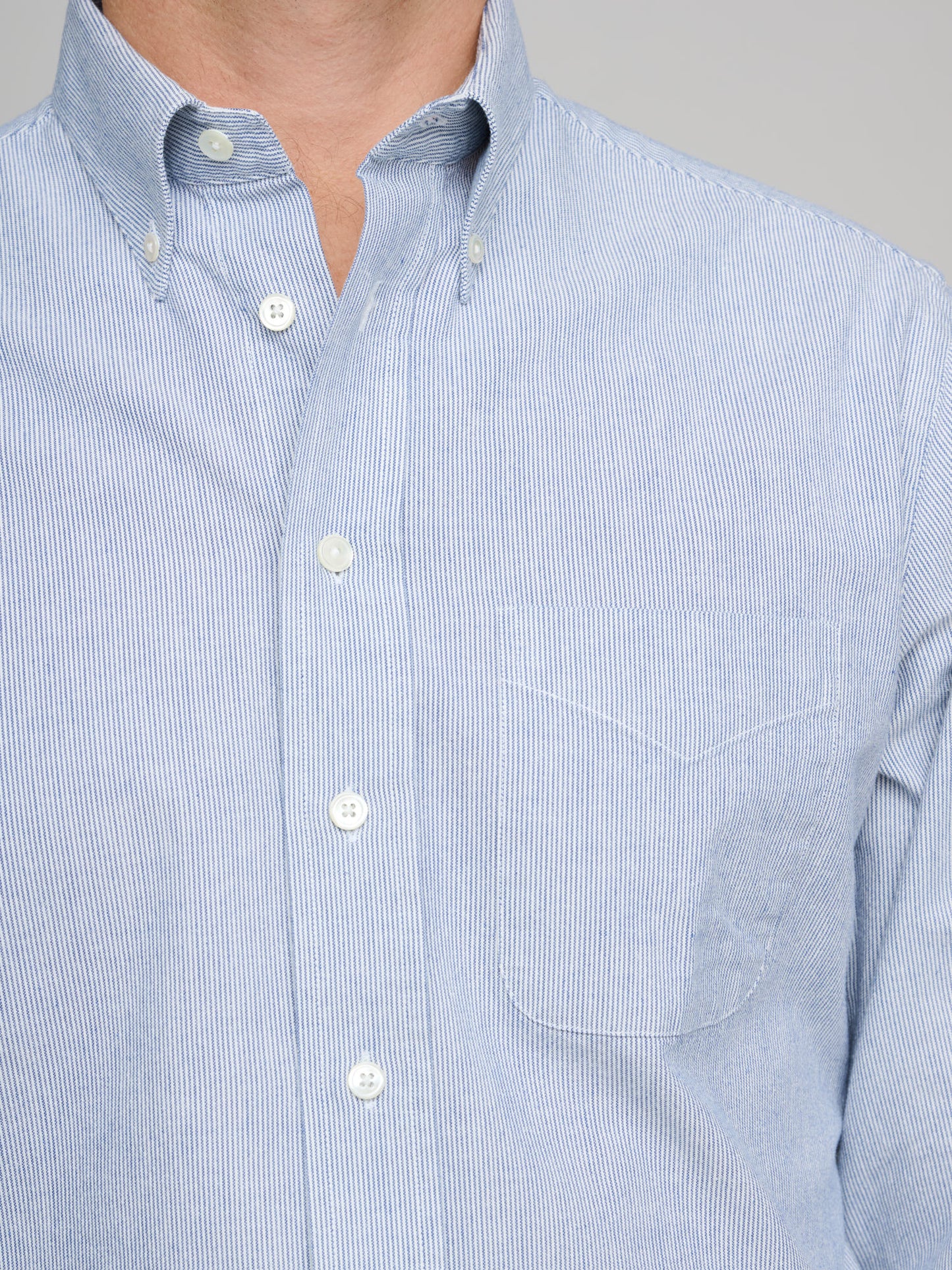 American BD Shirt Chambray, Fine Hickory Stripe