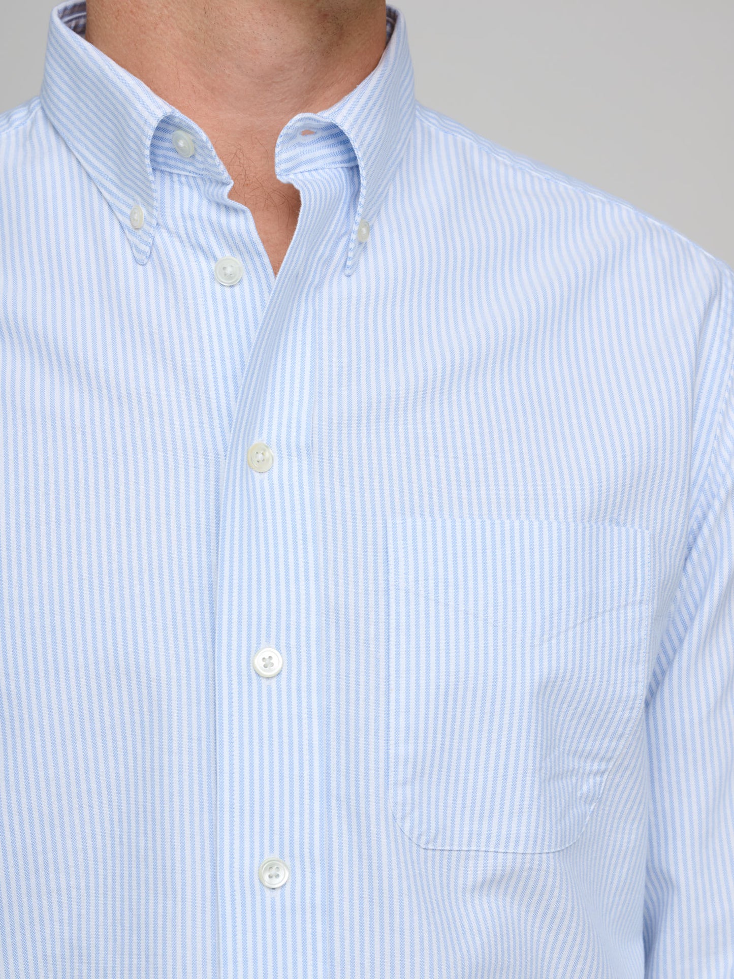 American BD Oxford Shirt, Blue/White Stripe