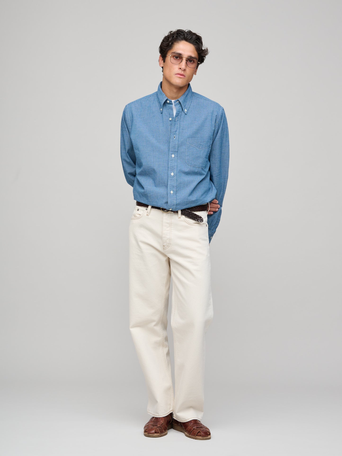 Small Check Standard BD Shirt, Indigo Chambray