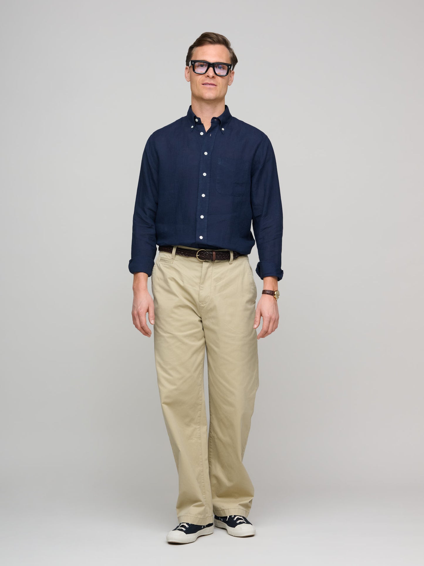 American BD Linen Shirt, Dark Navy