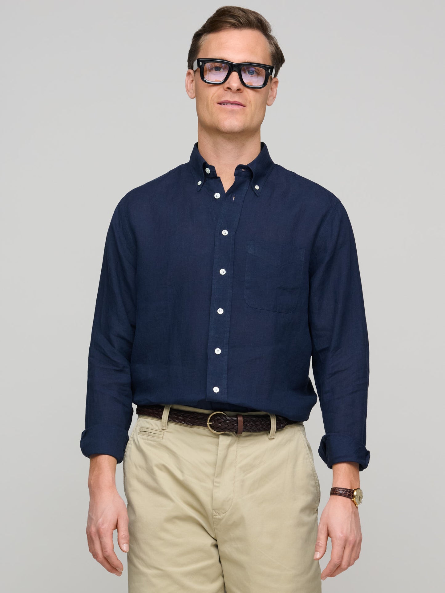 American BD Linen Shirt, Dark Navy
