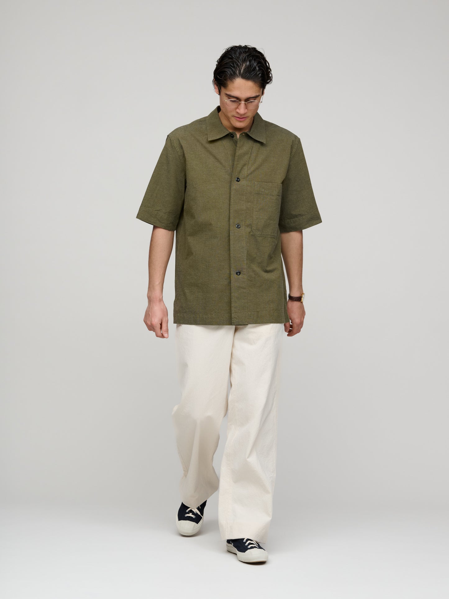 S/S Pj Shirt Dry Cotton End On End, Moss