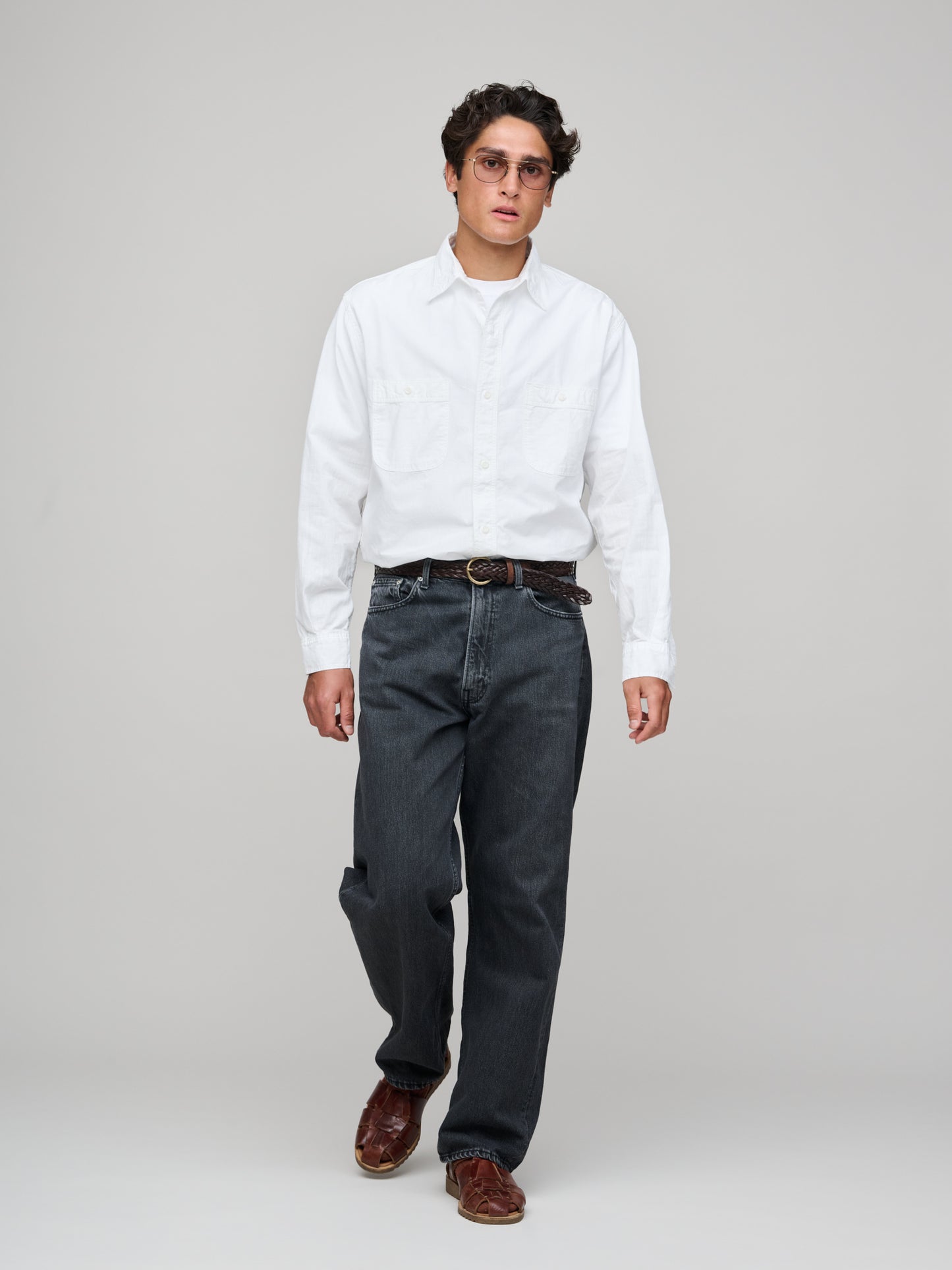 Relax Fit Chambray Work Shirt, White