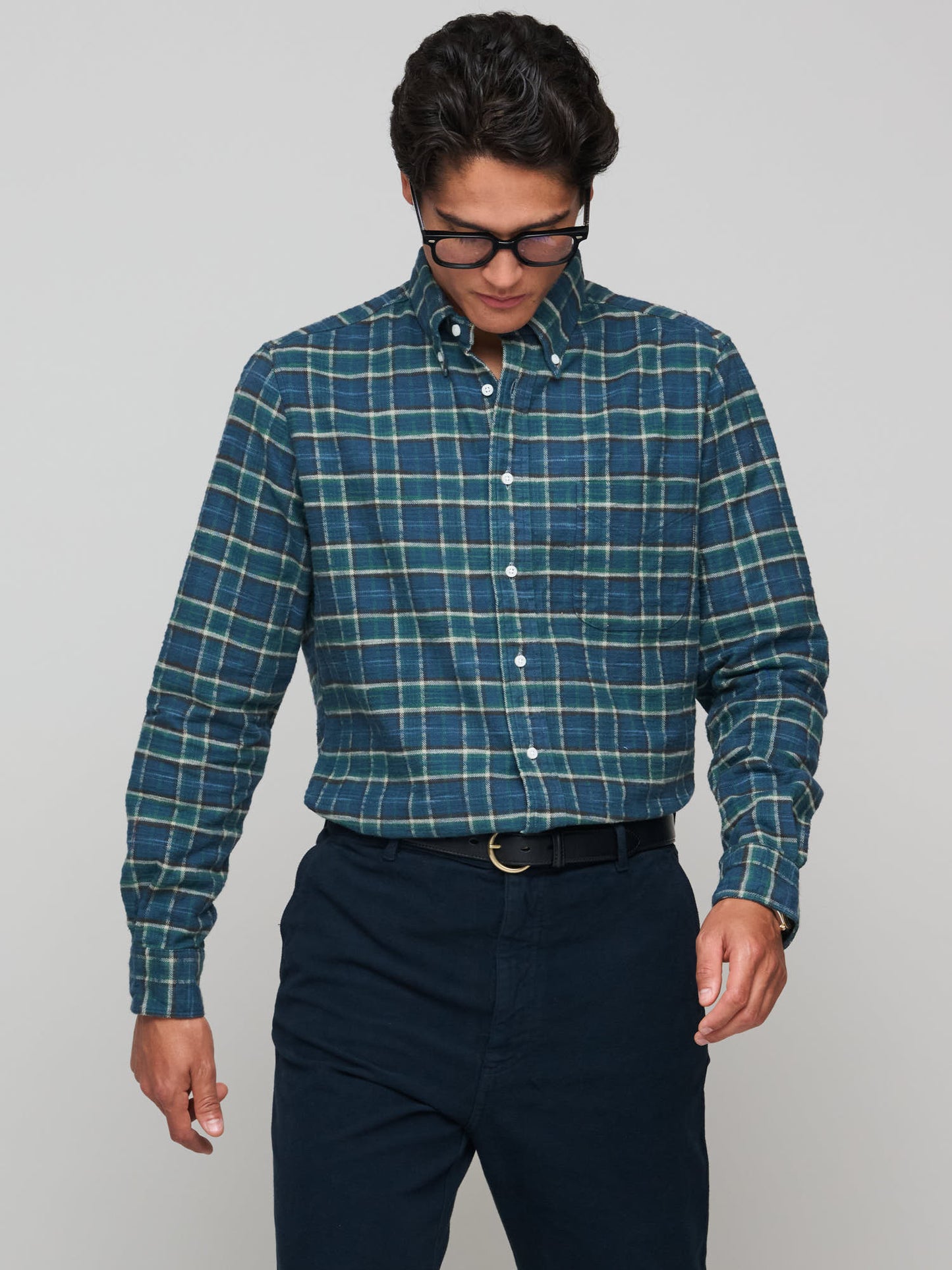 Flannel Shirt, Blue/ Green Check