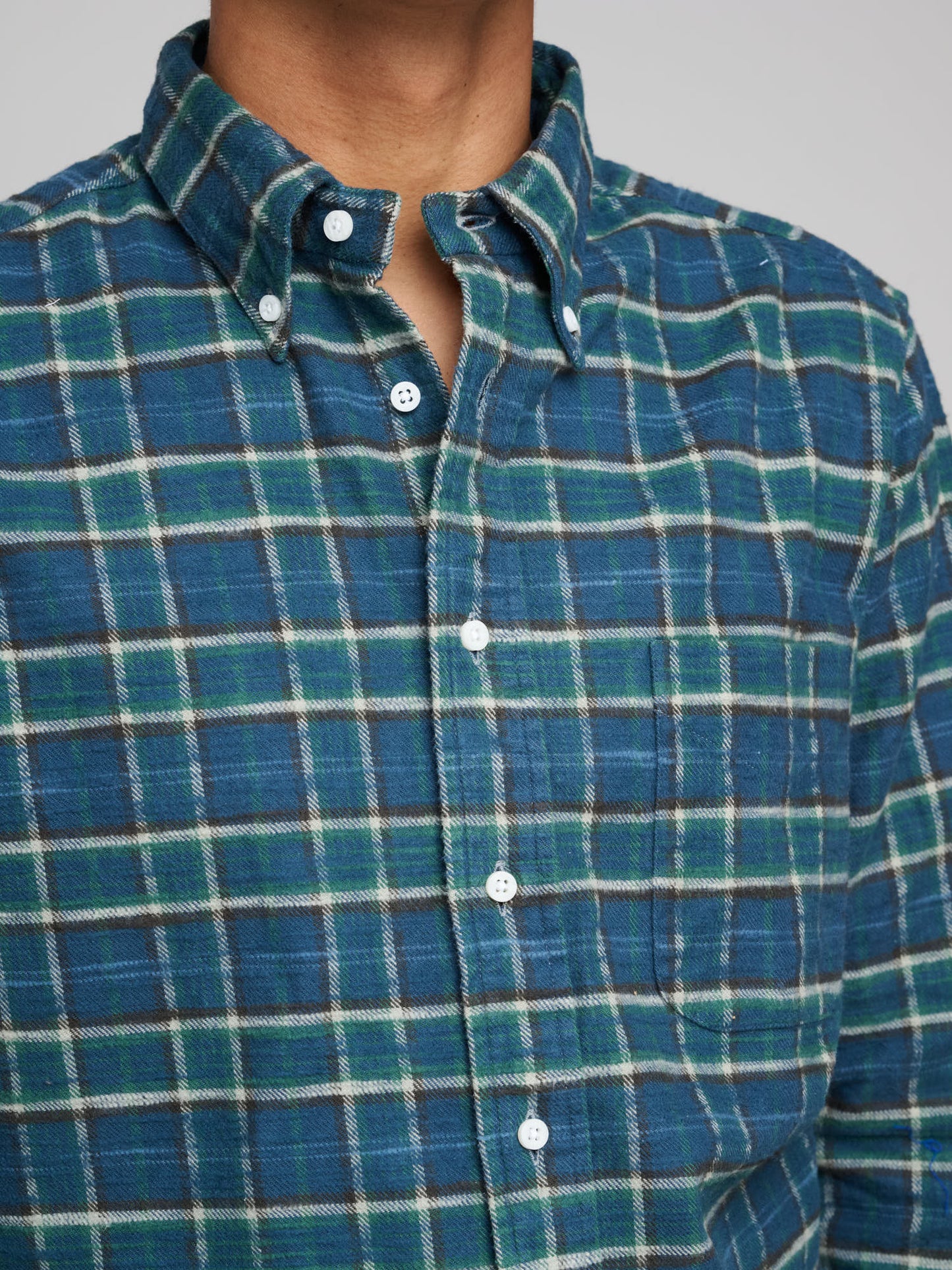Flannel Shirt, Blue/ Green Check