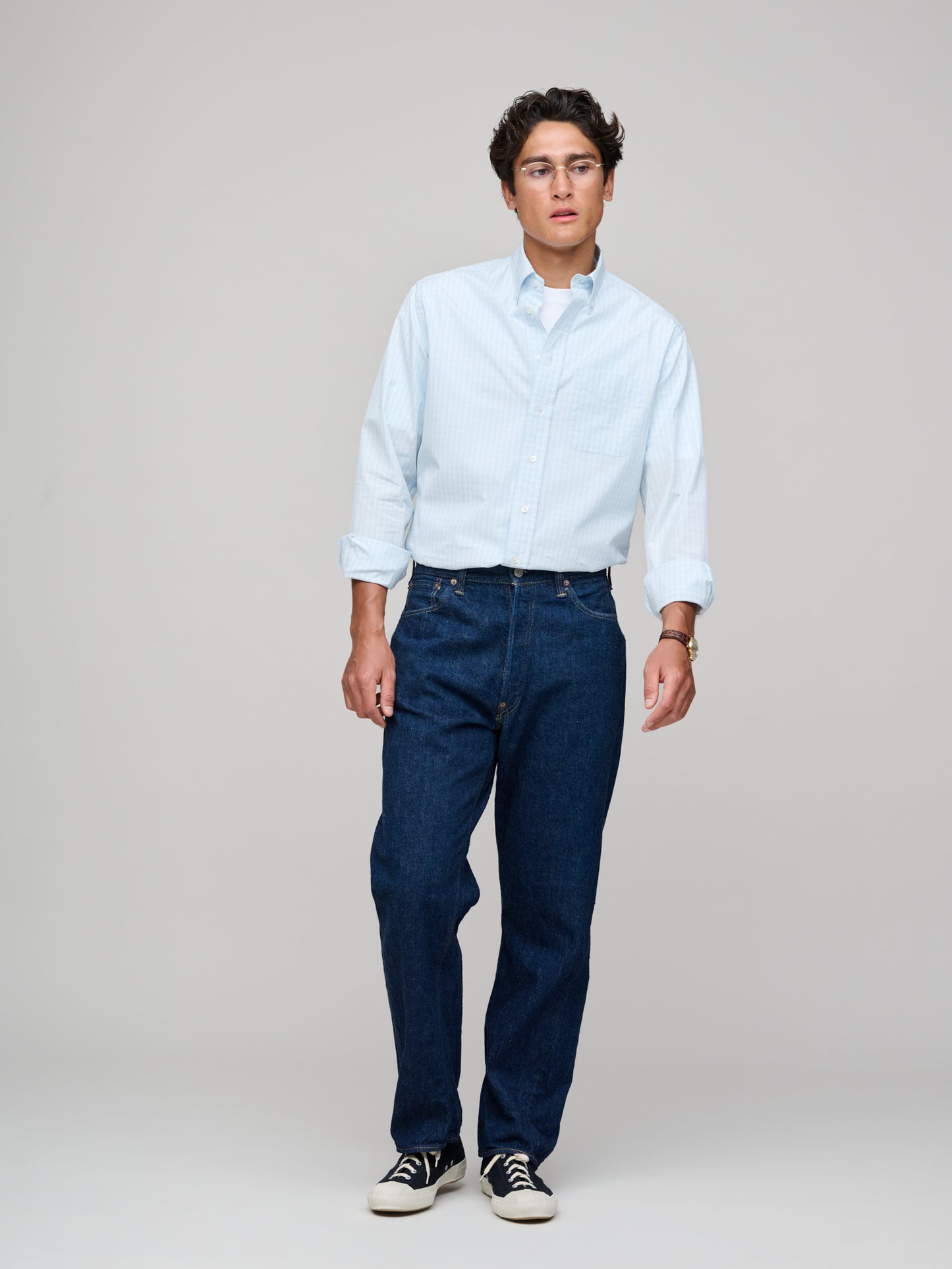 American BD Lightweight Shadow Check, Soft light Blue/Ecru